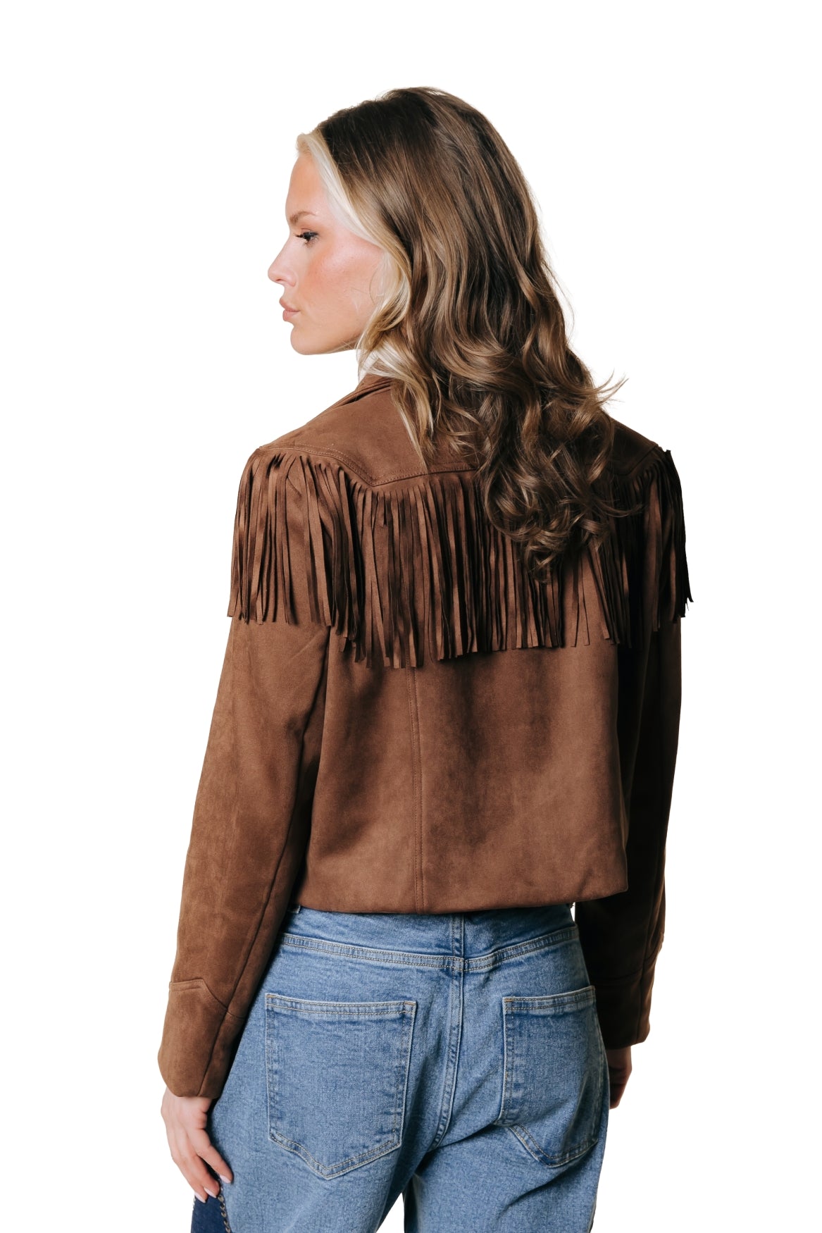 Gigi Fringe Cropped Blazer | Brown