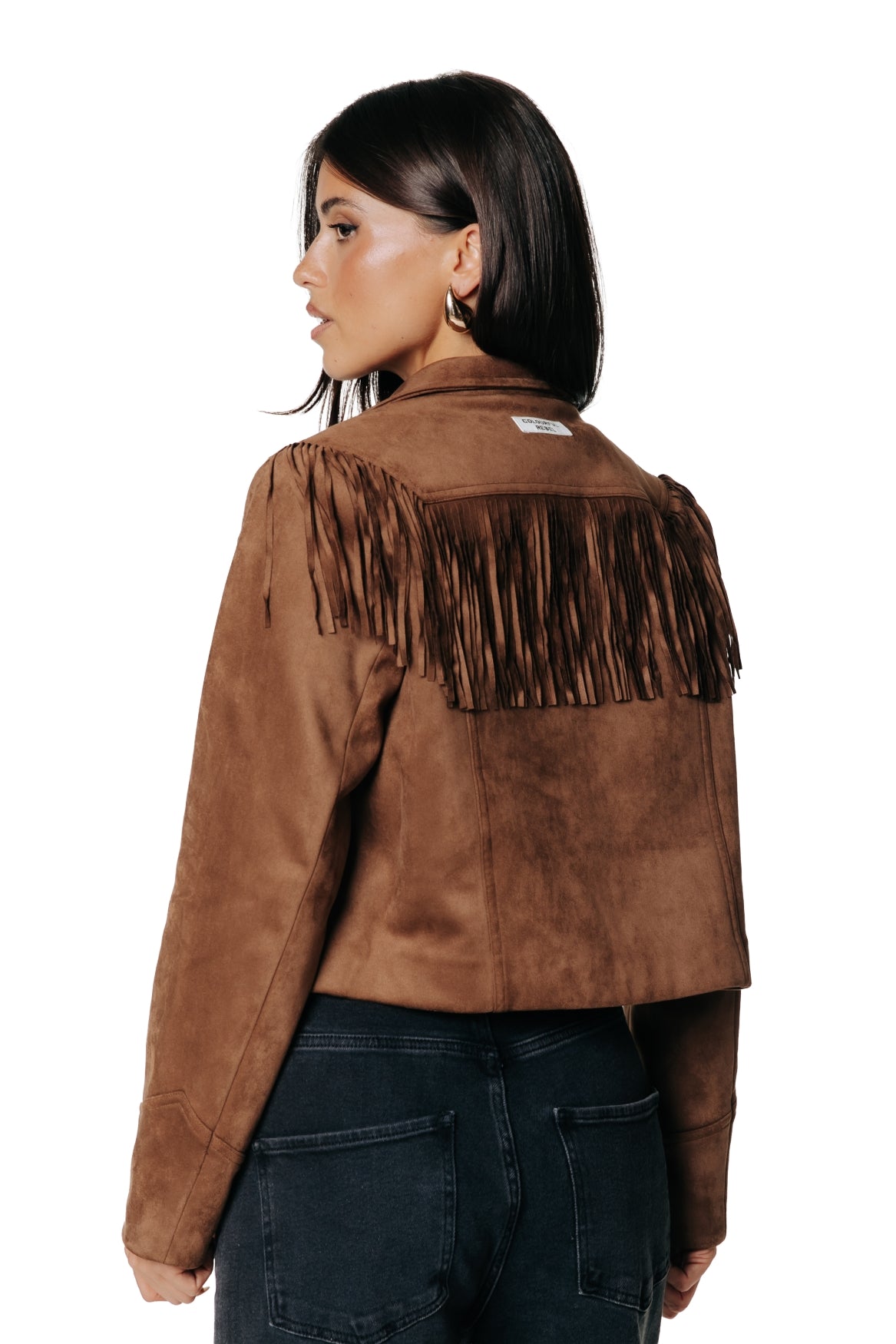 Gigi Fringe Cropped Blazer | Brown