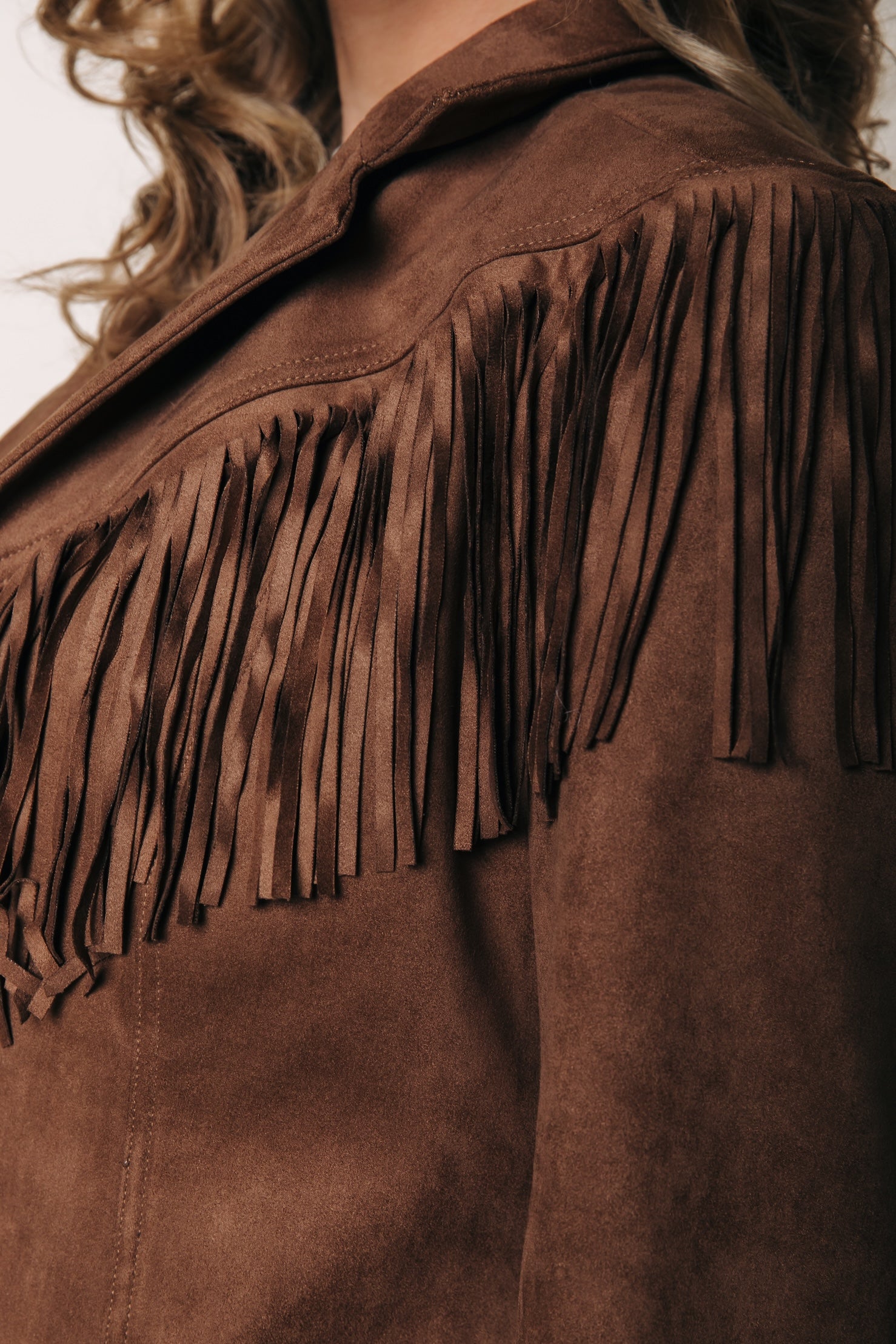 Gigi Fringe Cropped Blazer | Brown