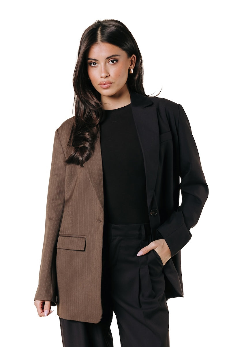 Jesra Two Tone Blazer | Brown
