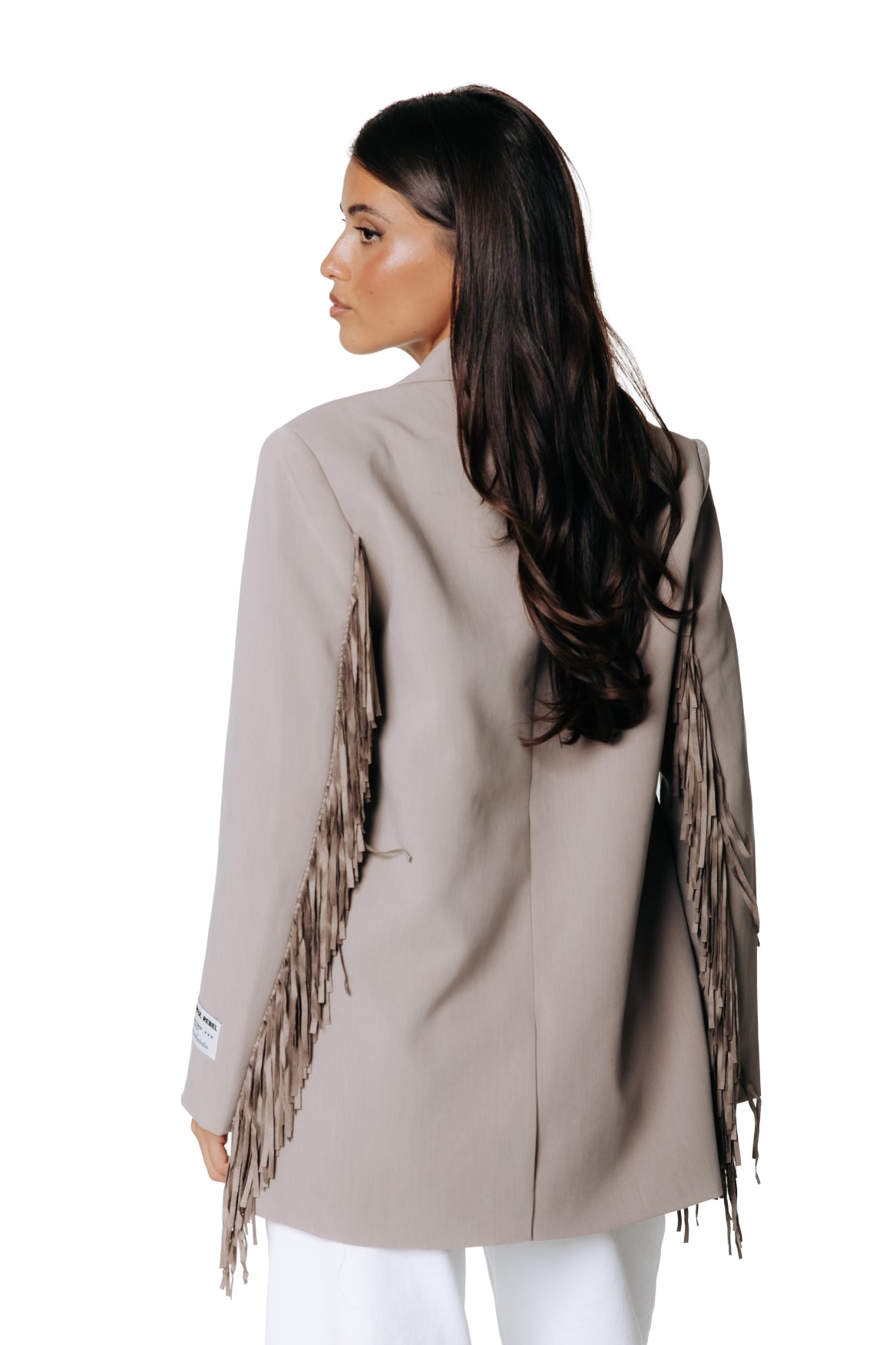 Jesra Fringe Blazer | Beige
