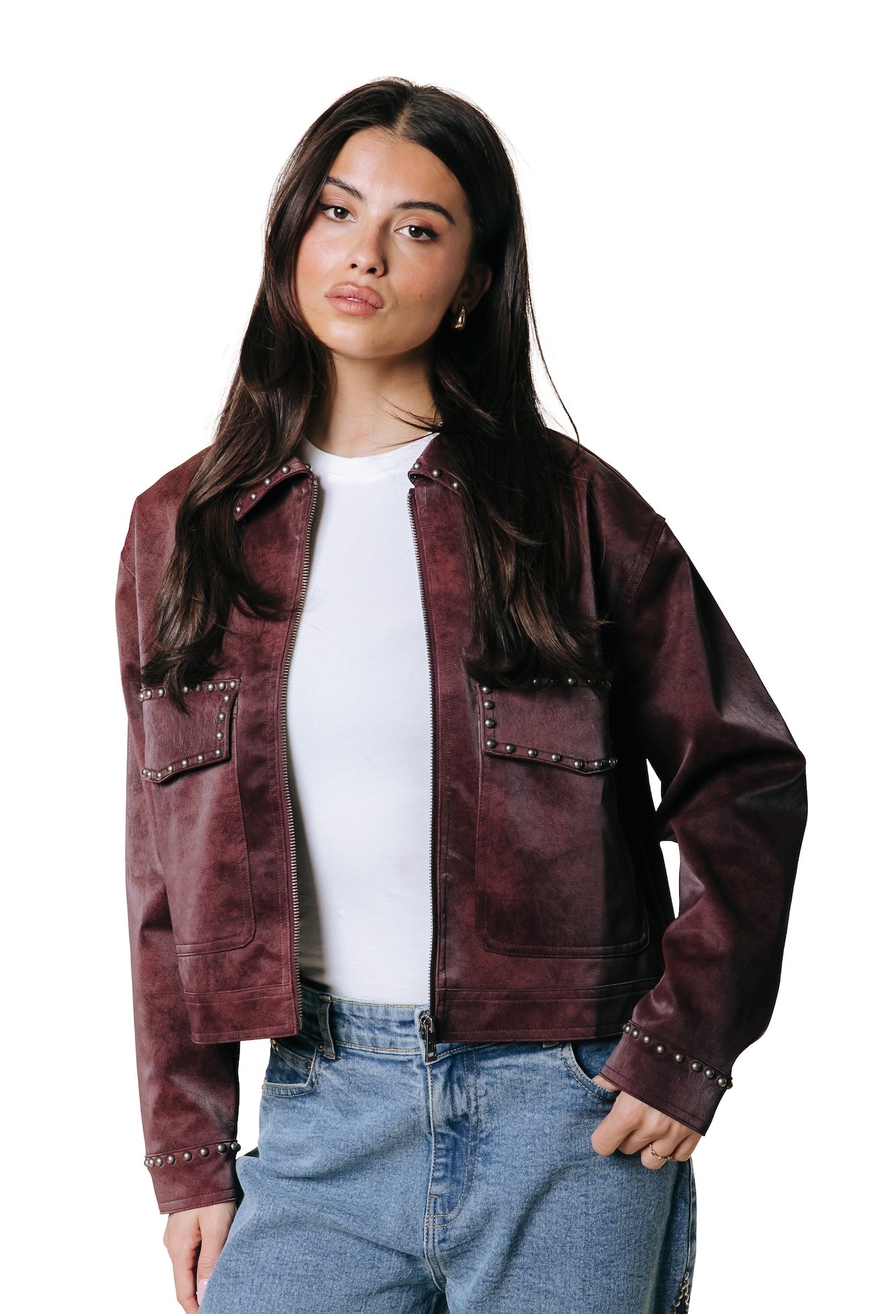 Jo Suede Worker Jacket | Bordeaux