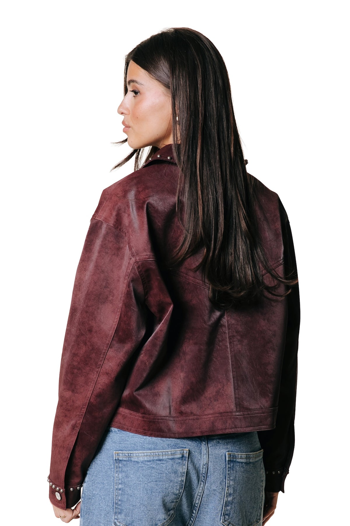 Jo Suede Worker Jacket | Bordeaux