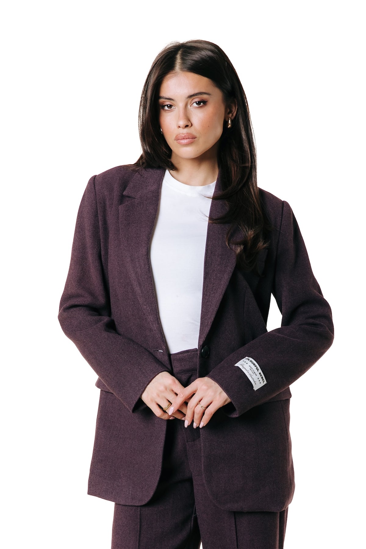 Gemma Herringbone Blazer | Red