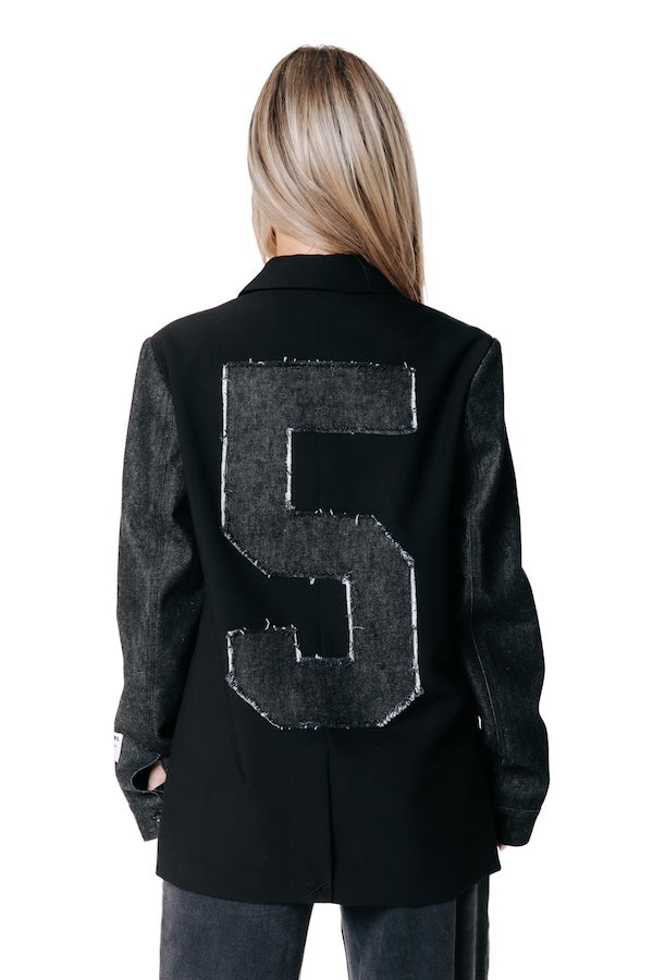 Mimmi Denim Sleeve Blazer | Black