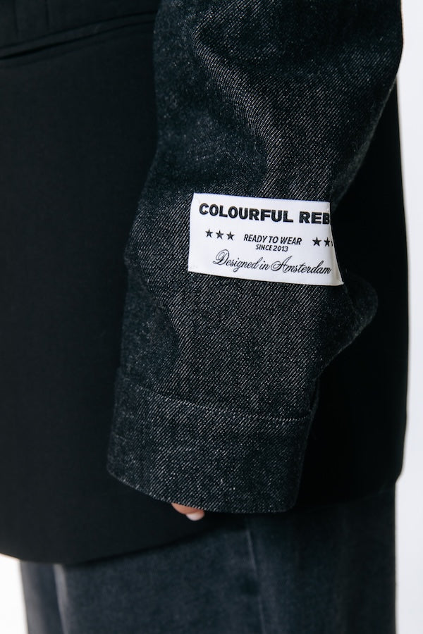 Mimmi Denim Sleeve Blazer | Black