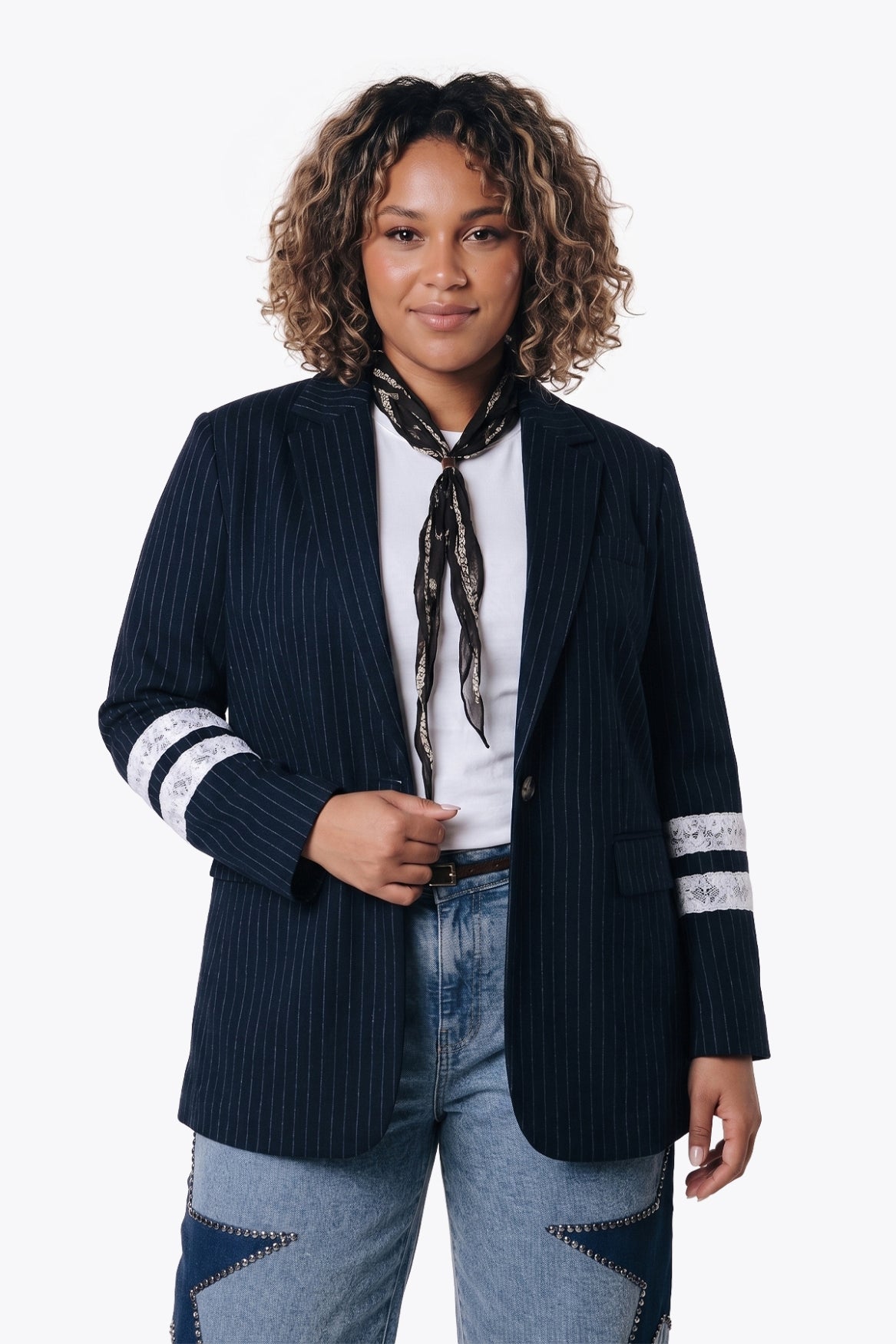Jesra Pinstripe Blazer | Dark blue