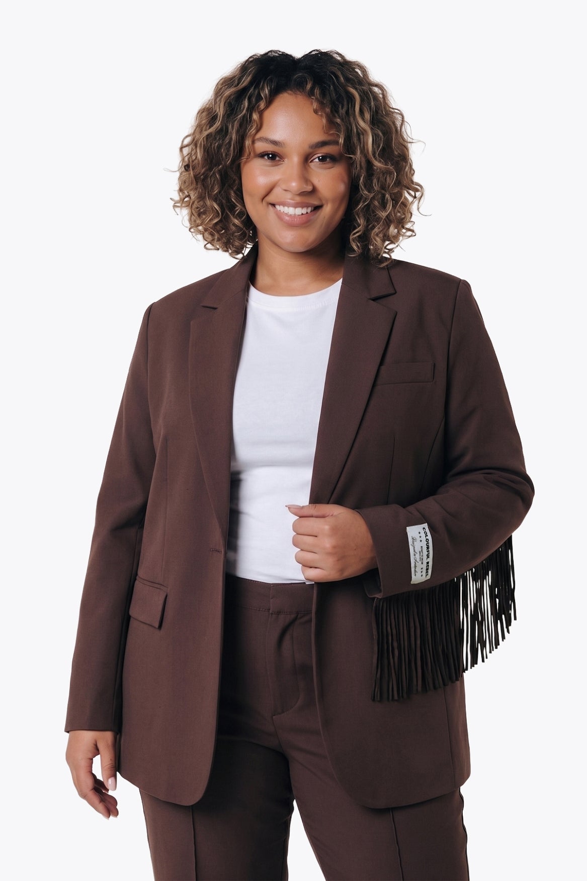 Jesra Fringe Blazer | Brown