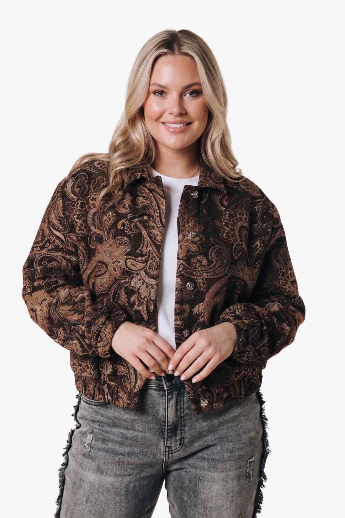 Bente Paisley Jacquard Jacket | Brown