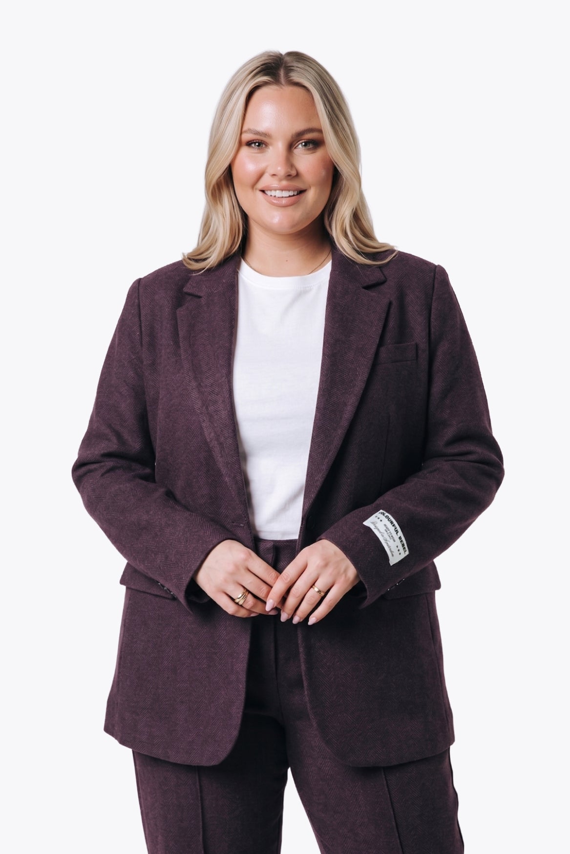 Gemma Herringbone Blazer | Red