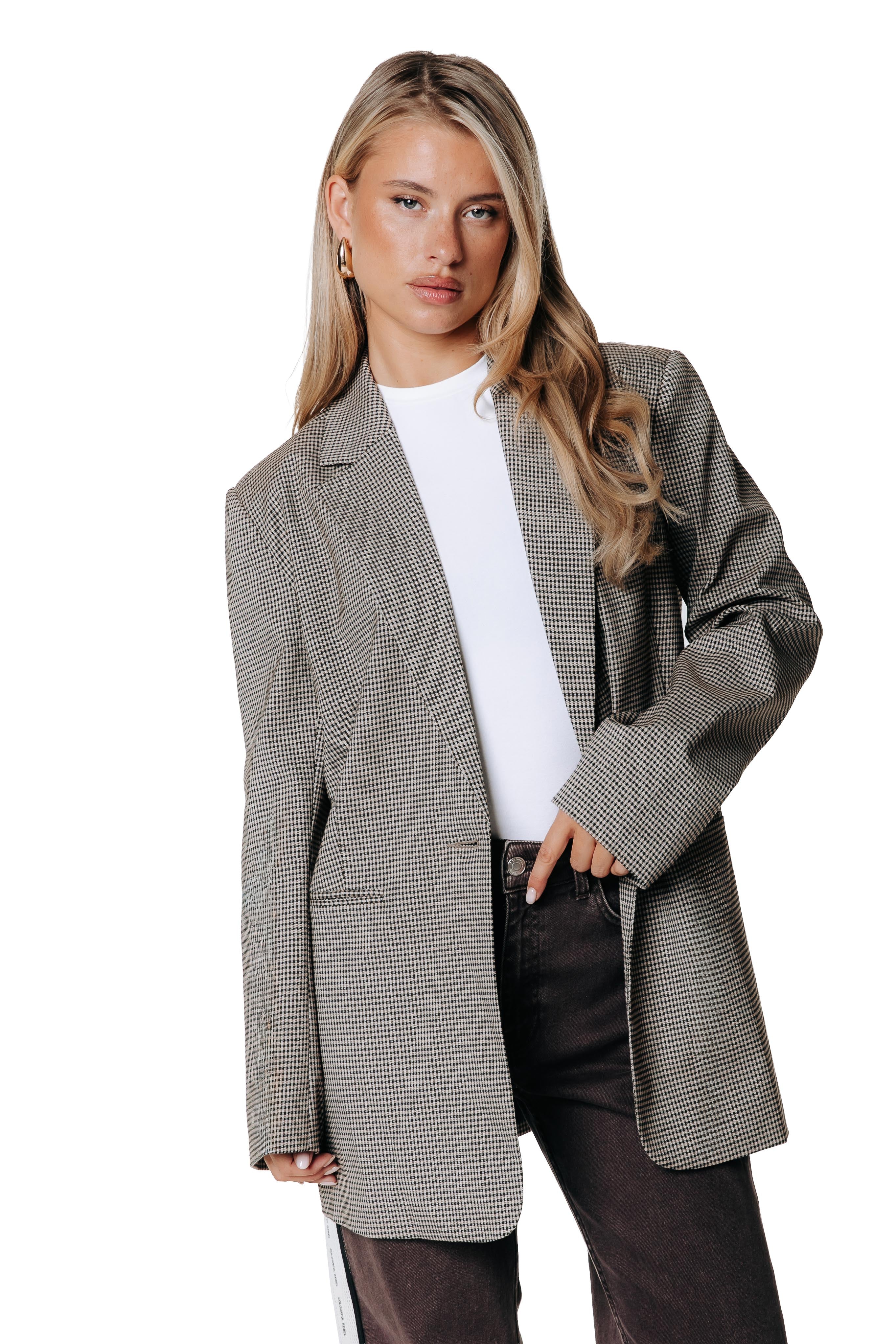 Mimmi Dogtooth Blazer | Light brown