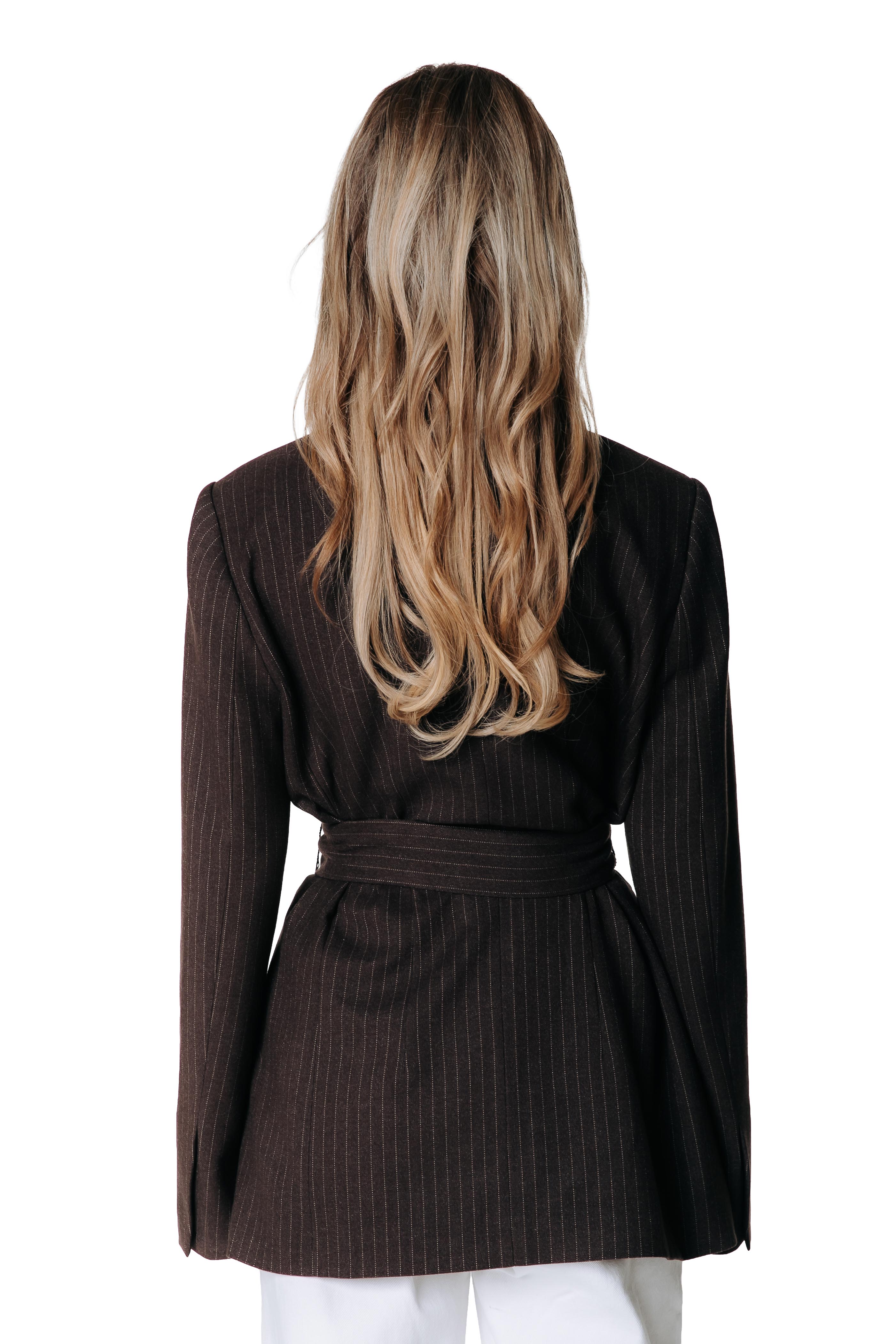 Izzy Pinstripe Blazer | Brown