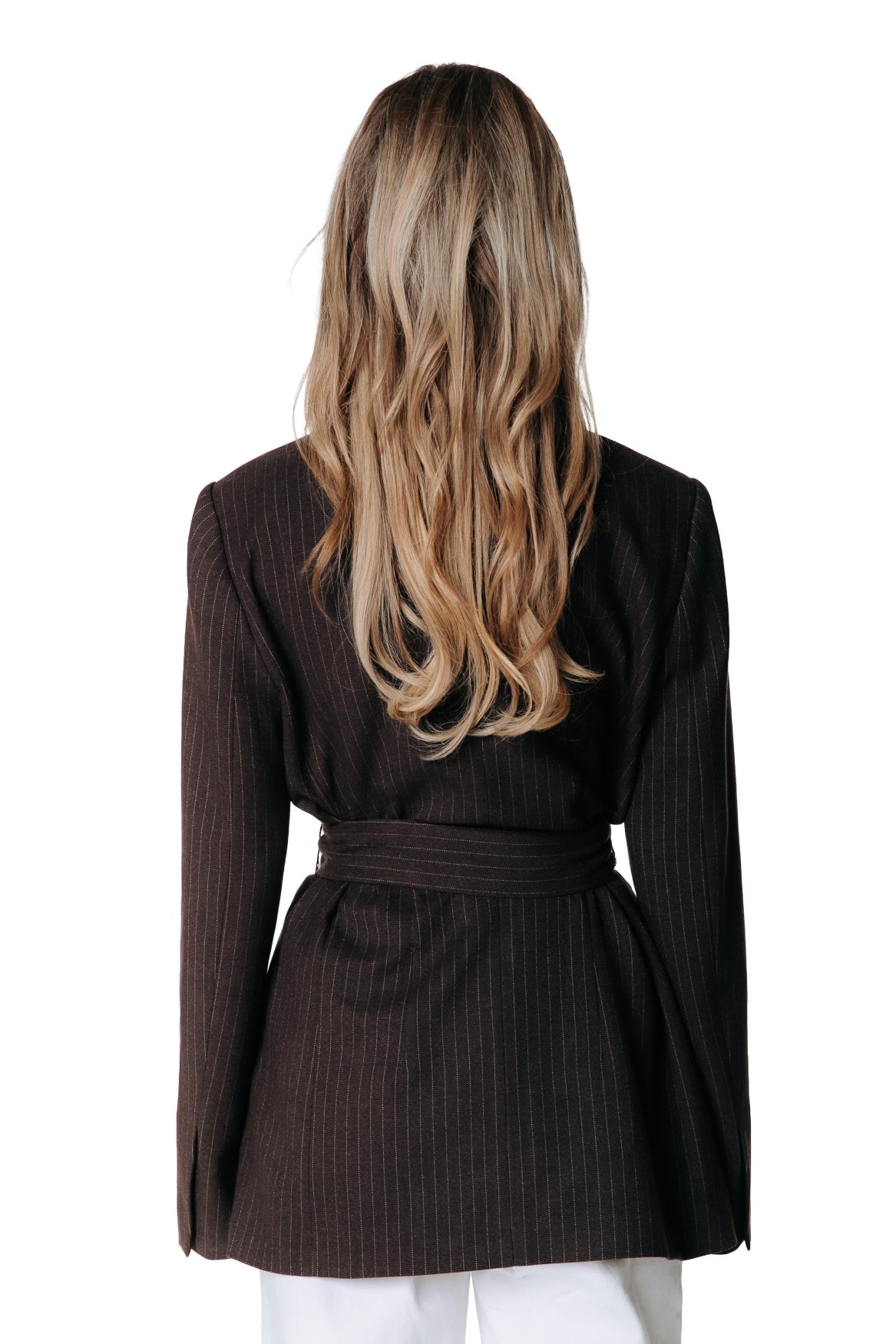 Izzy Pinstripe Blazer | Brown