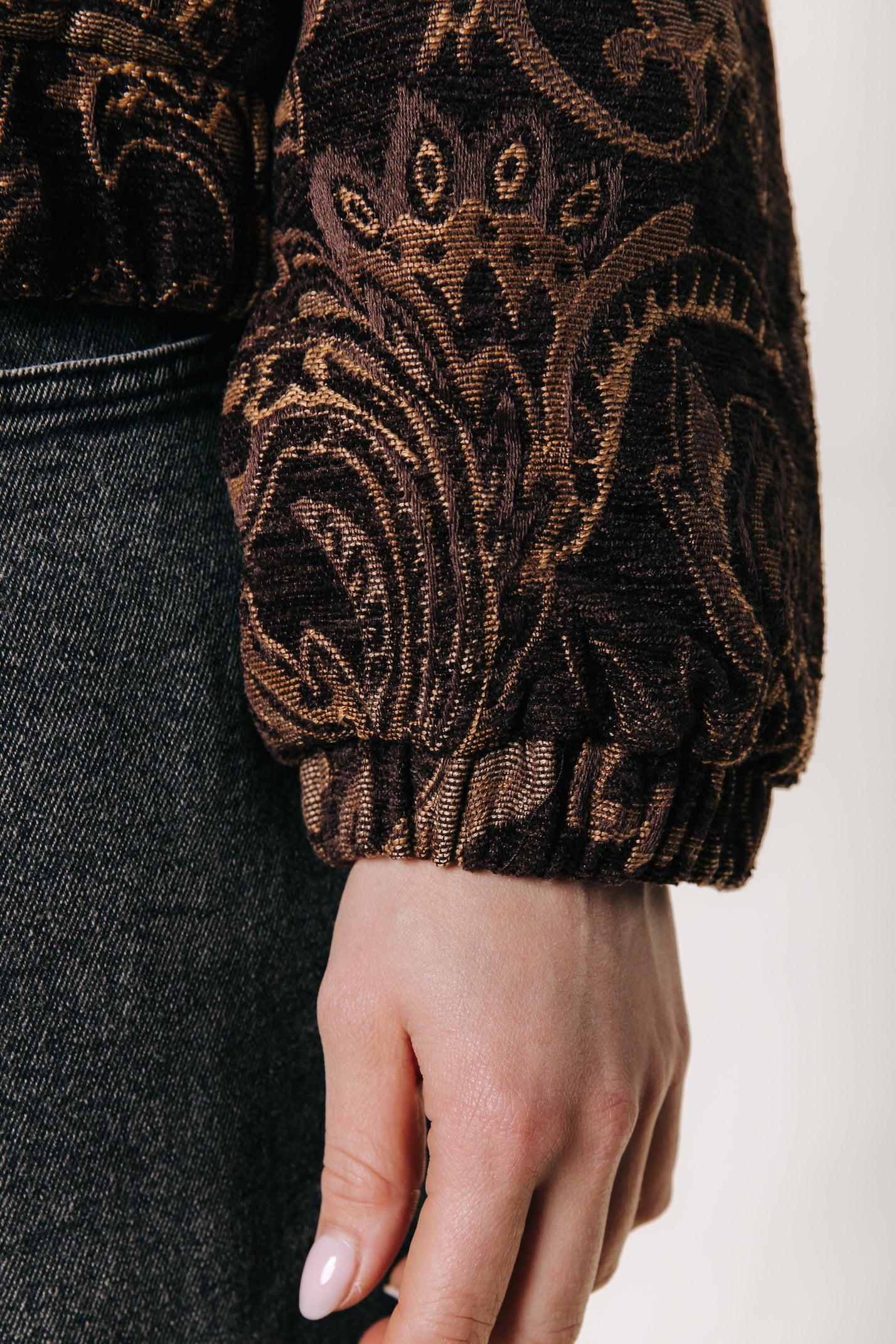 Bente Jacquard Bomber Jacket | Brown