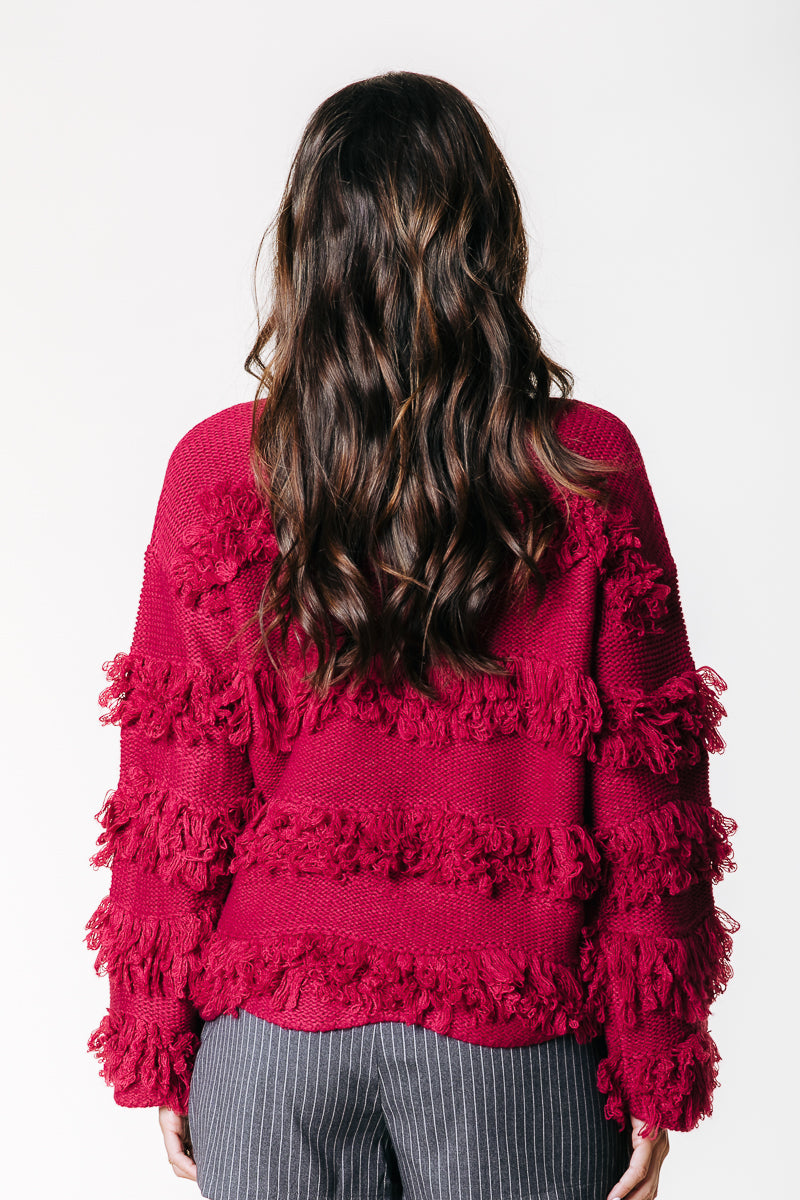 Alba Fringe Knit | Raspberry Wine