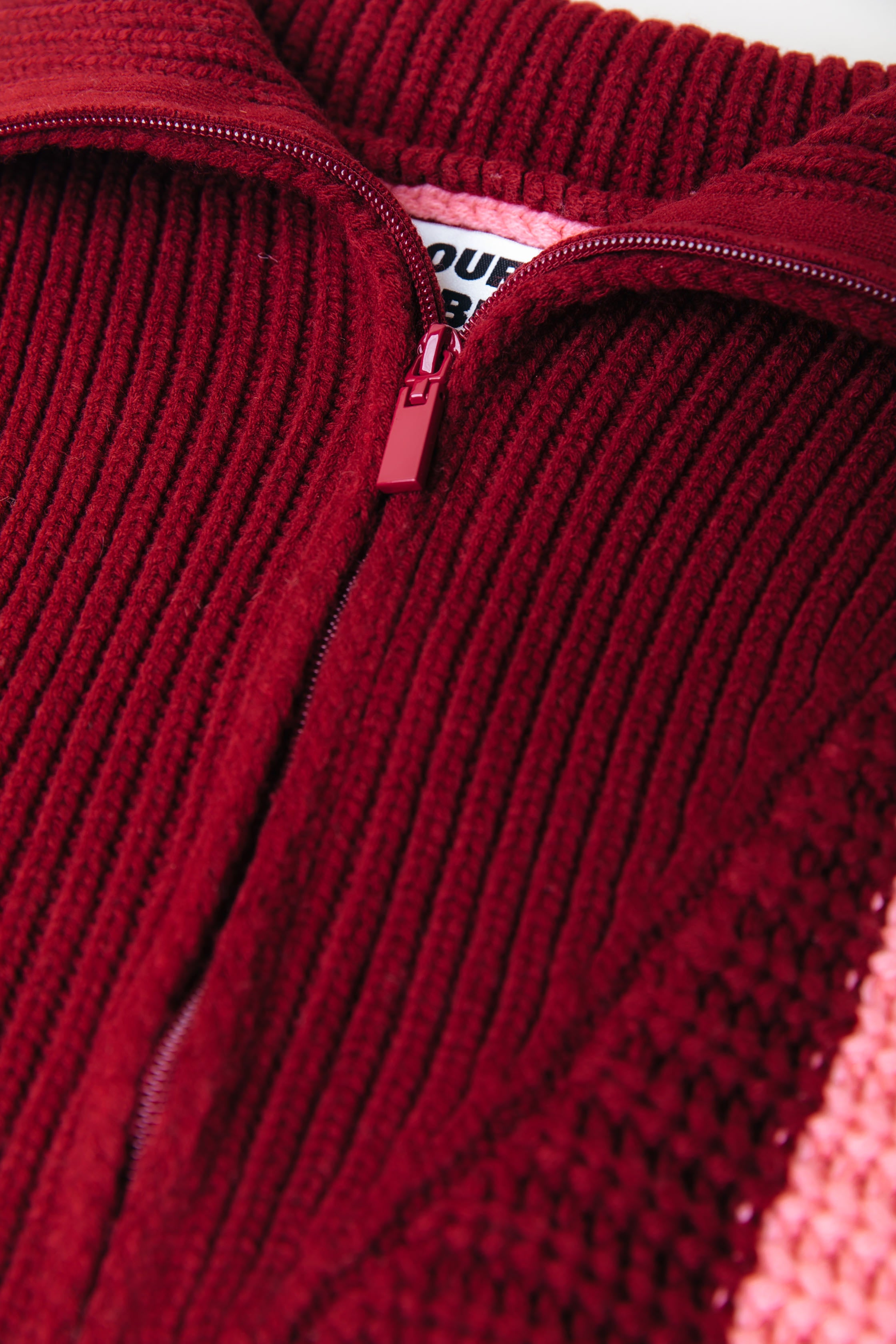 Yfke Stripe Zip Knit | Pink/Red