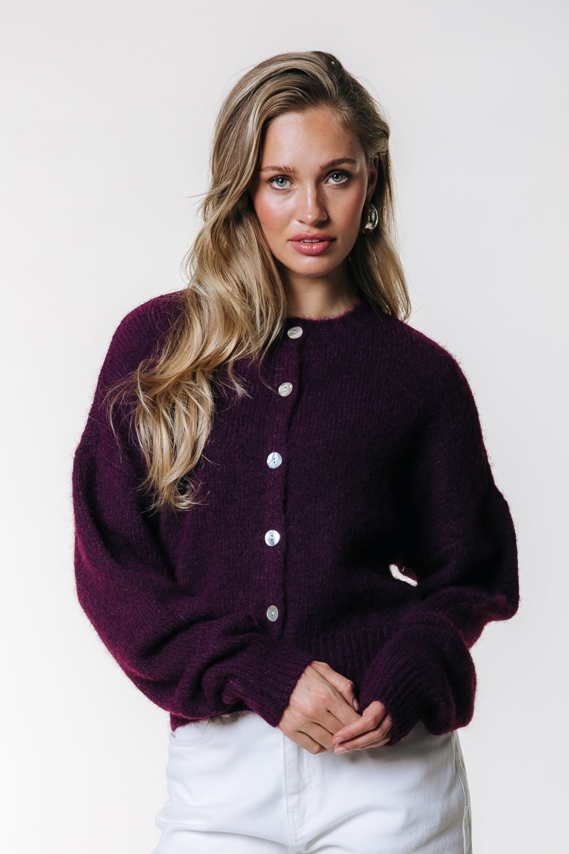 Yara Knitted Cardigan | Merlot Red