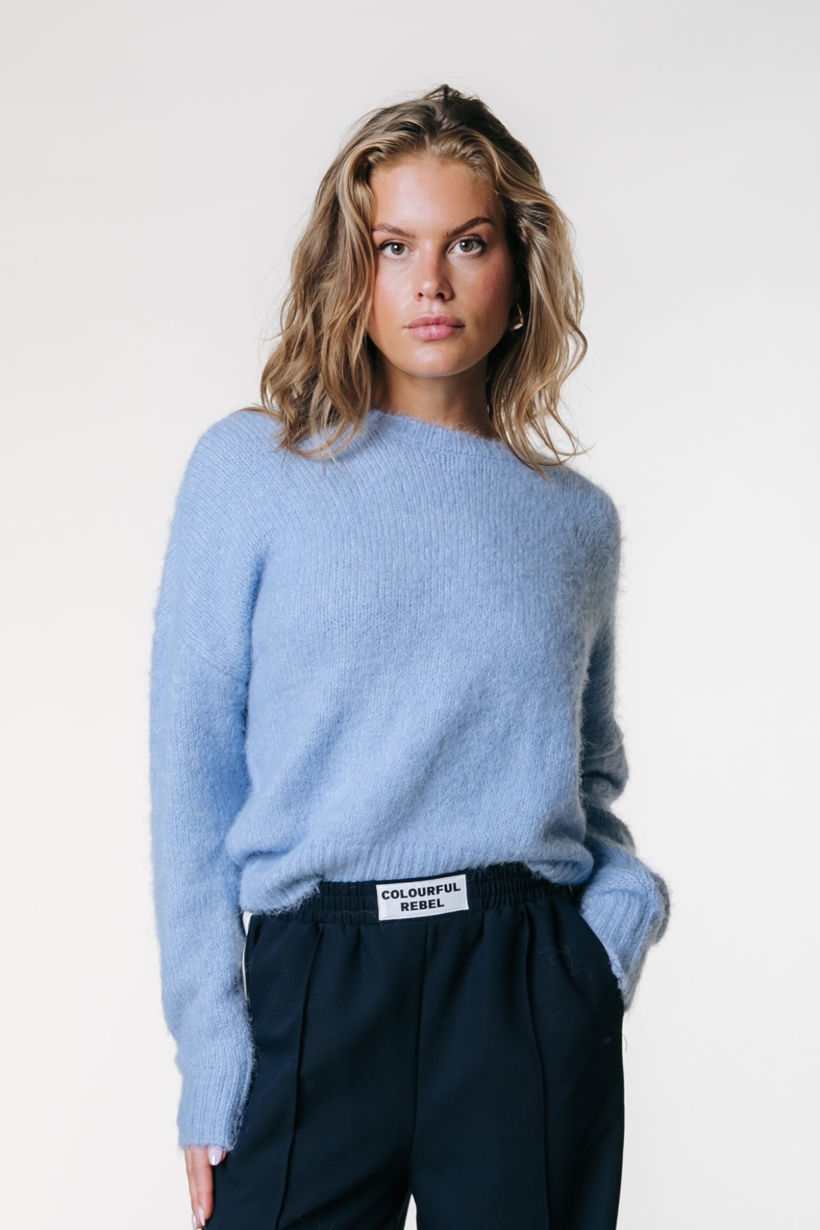 Olivia Strickpullover mit Rundhalsausschnitt | Eisblau