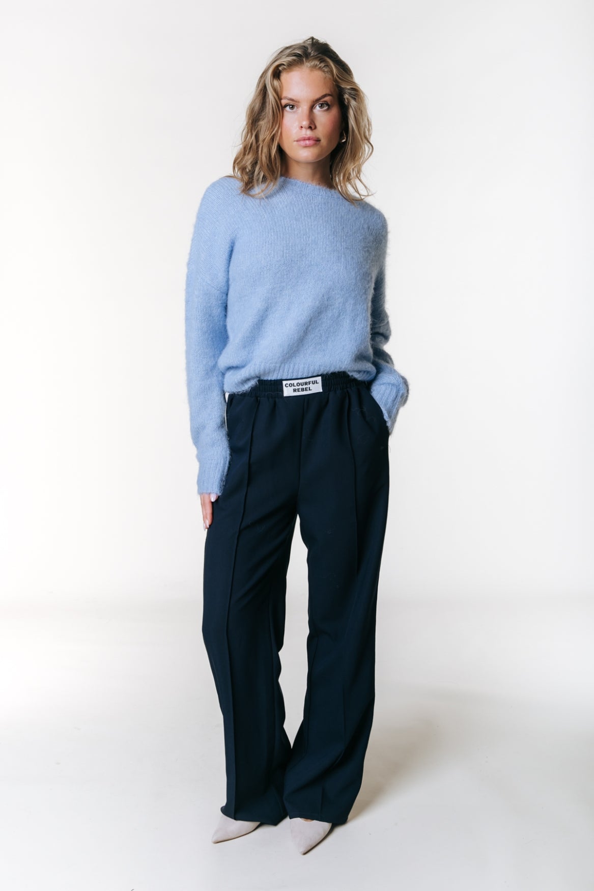 Olivia Strickpullover mit Rundhalsausschnitt | Eisblau