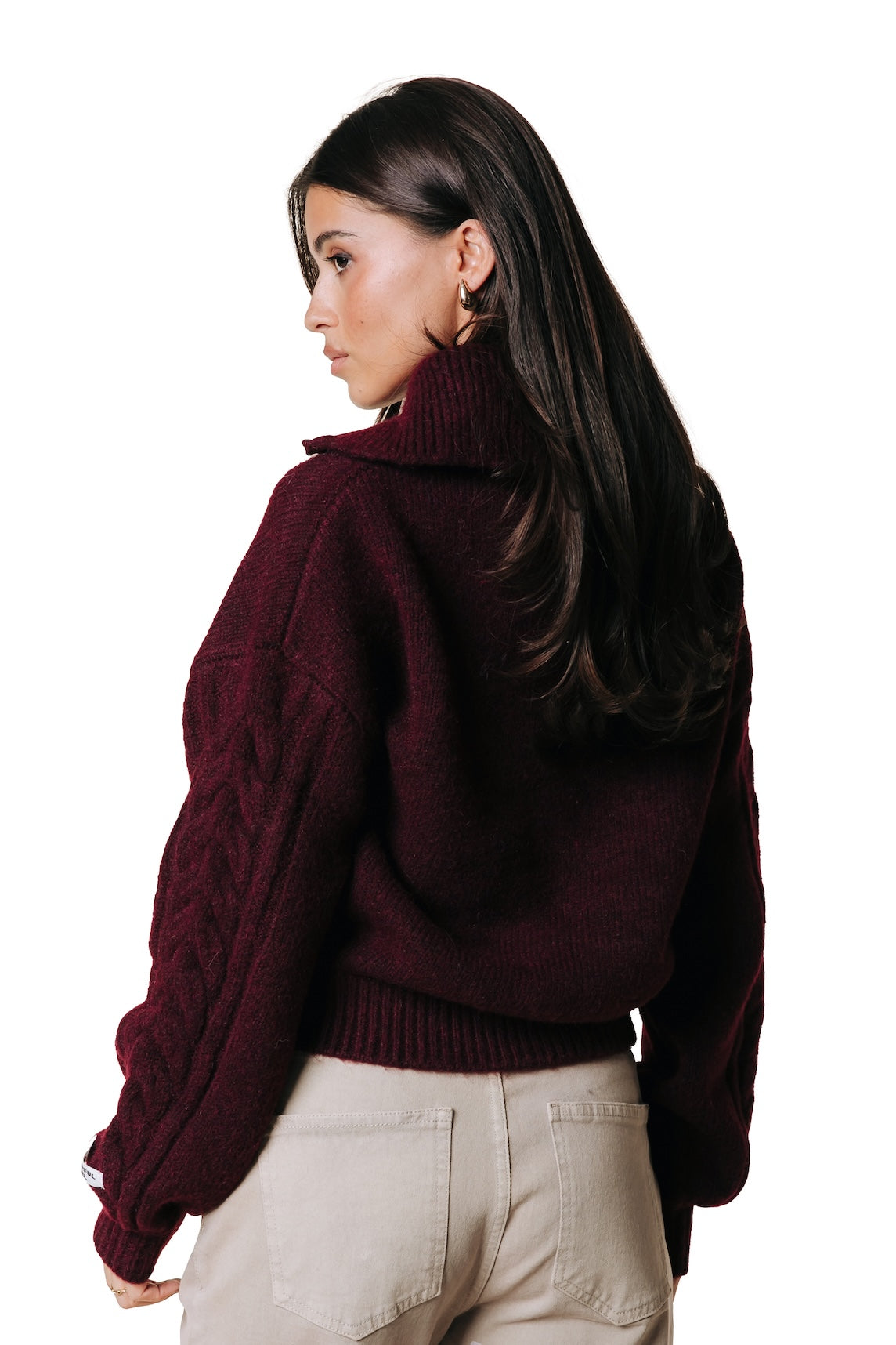 Luna Zip Sweat | Bordeaux