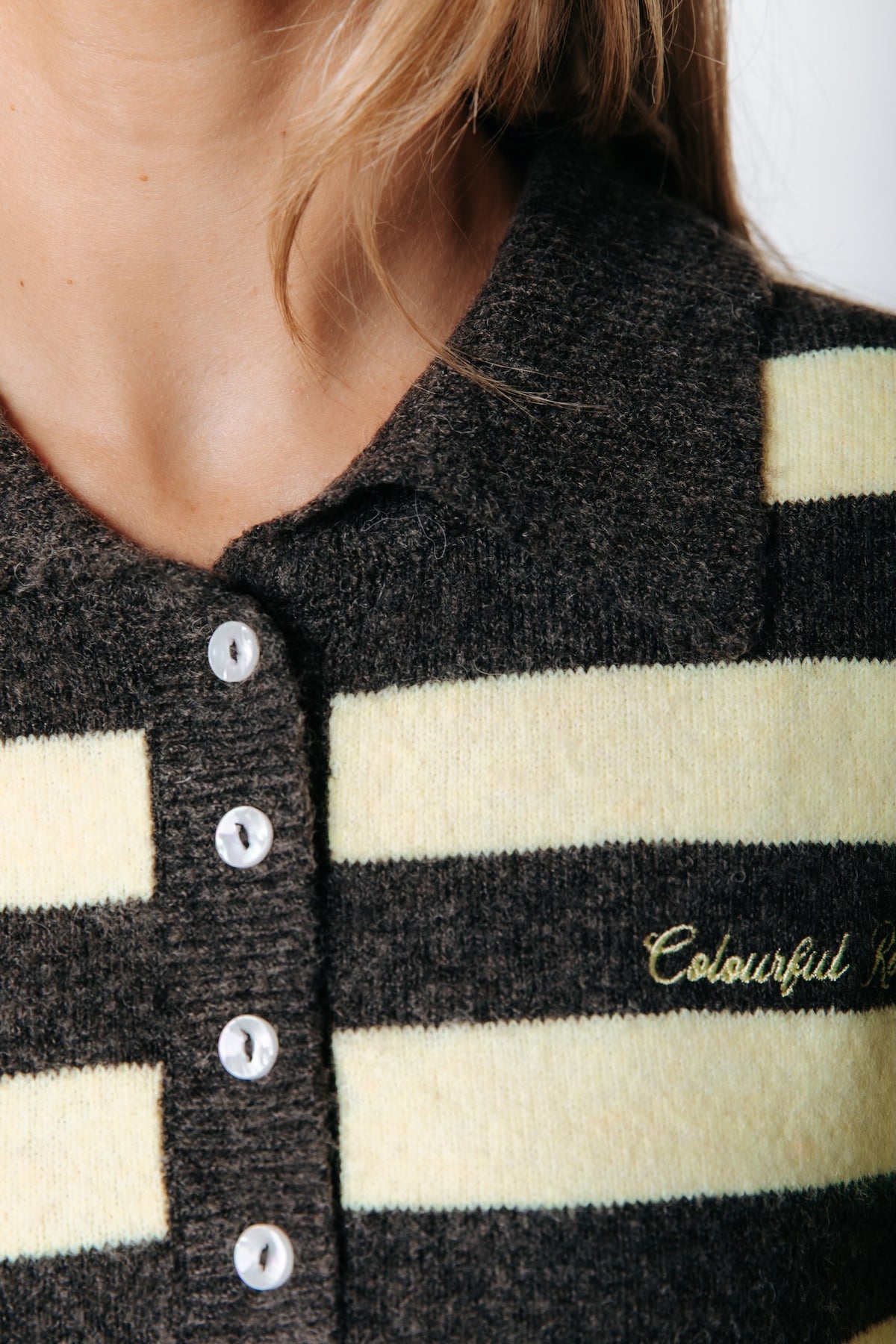 Linsey Striped Fluffy Knit | Brown / Yellow