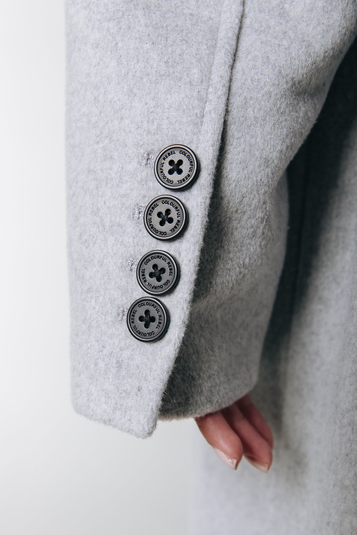 Zania Wool Long Coat | Light grey melange