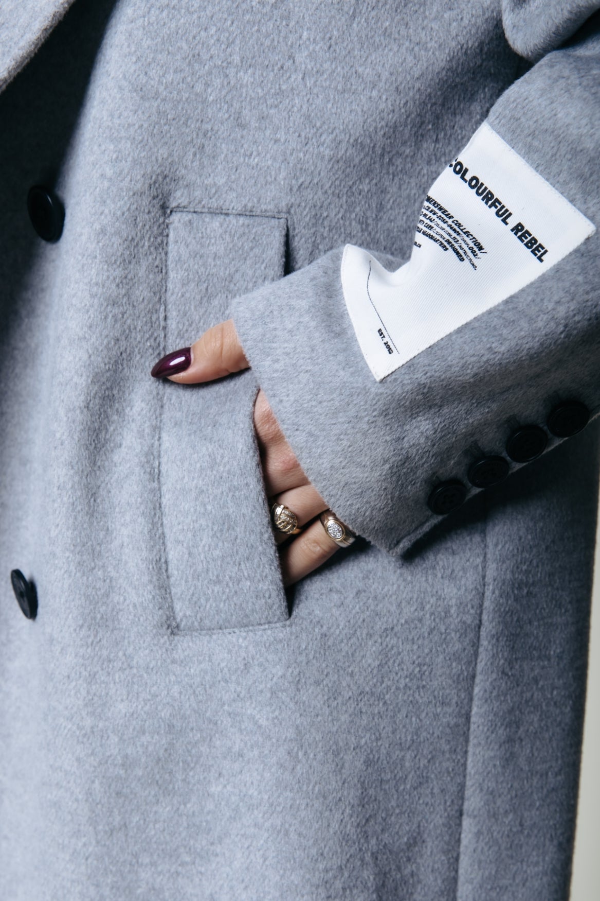 Zania Wool Long Coat | Light grey melange