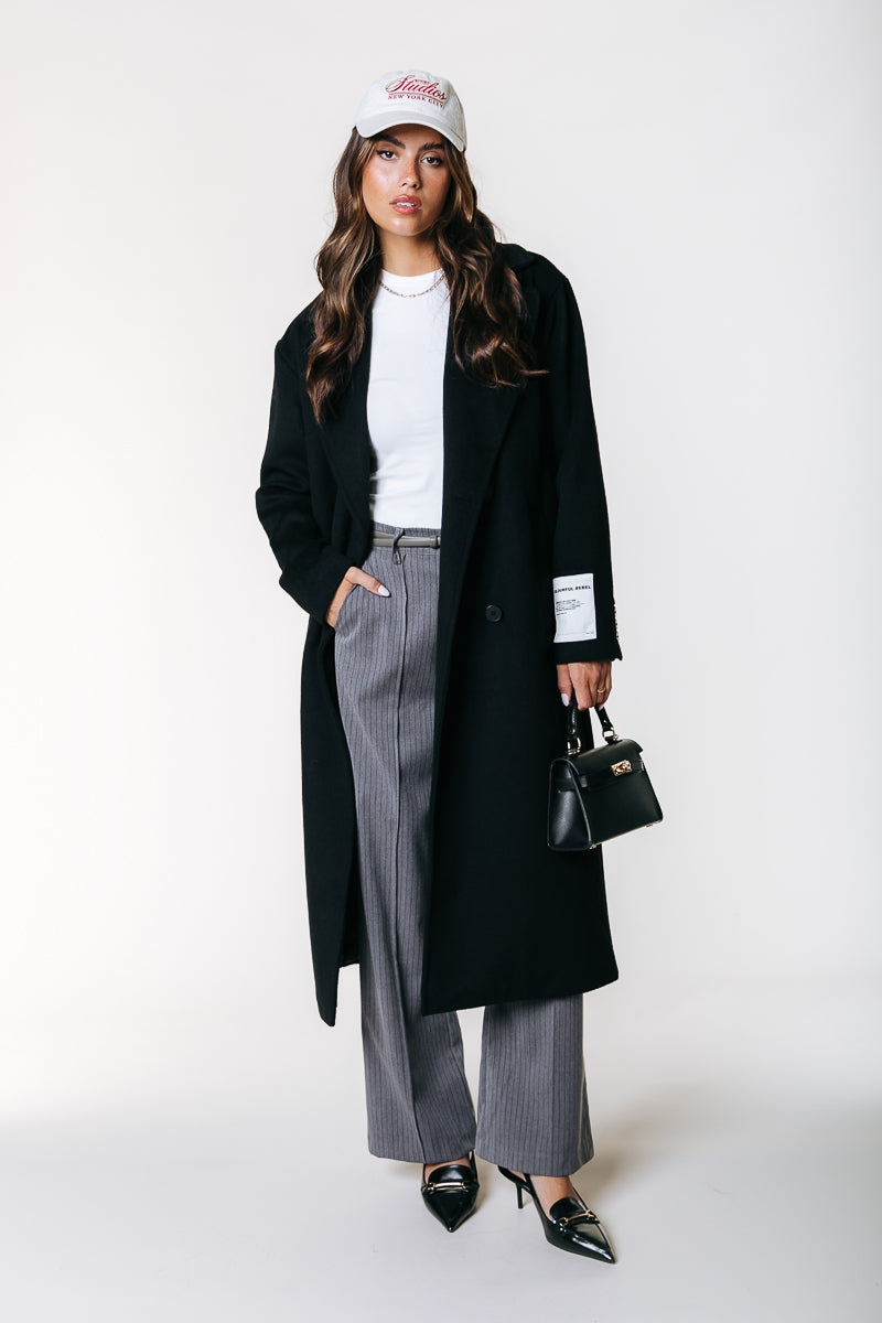 Zania Wool Long Coat | Black
