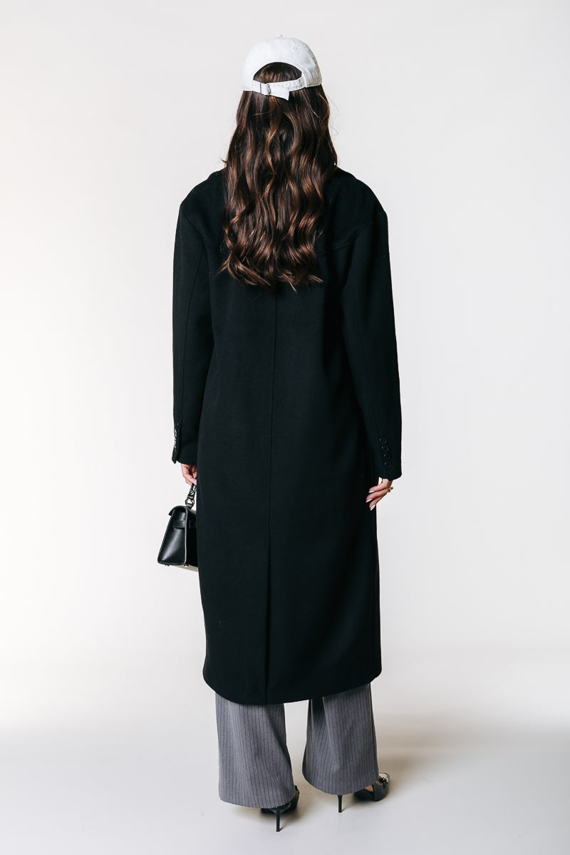 Zania Wool Long Coat | Black