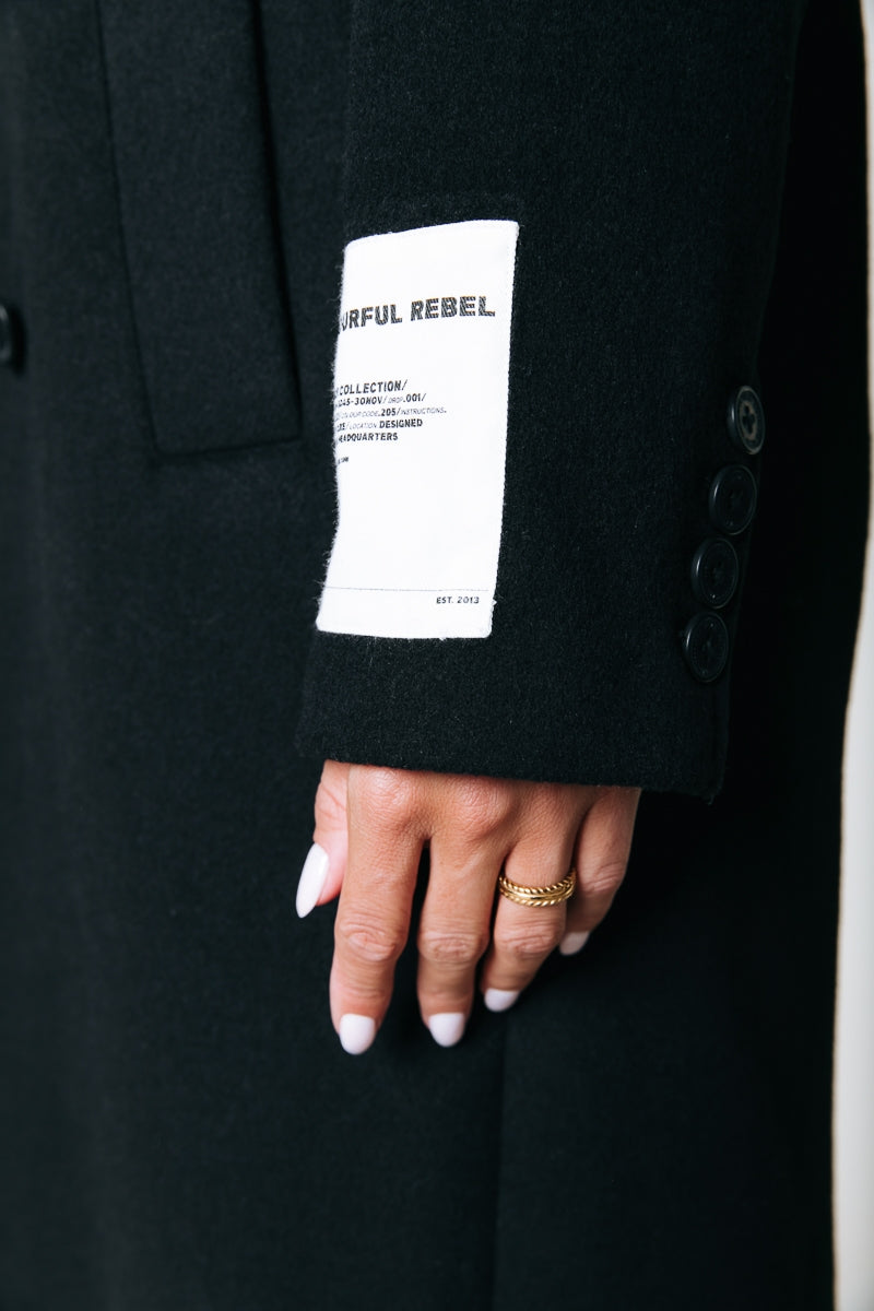 Zania Wool Long Coat | Black