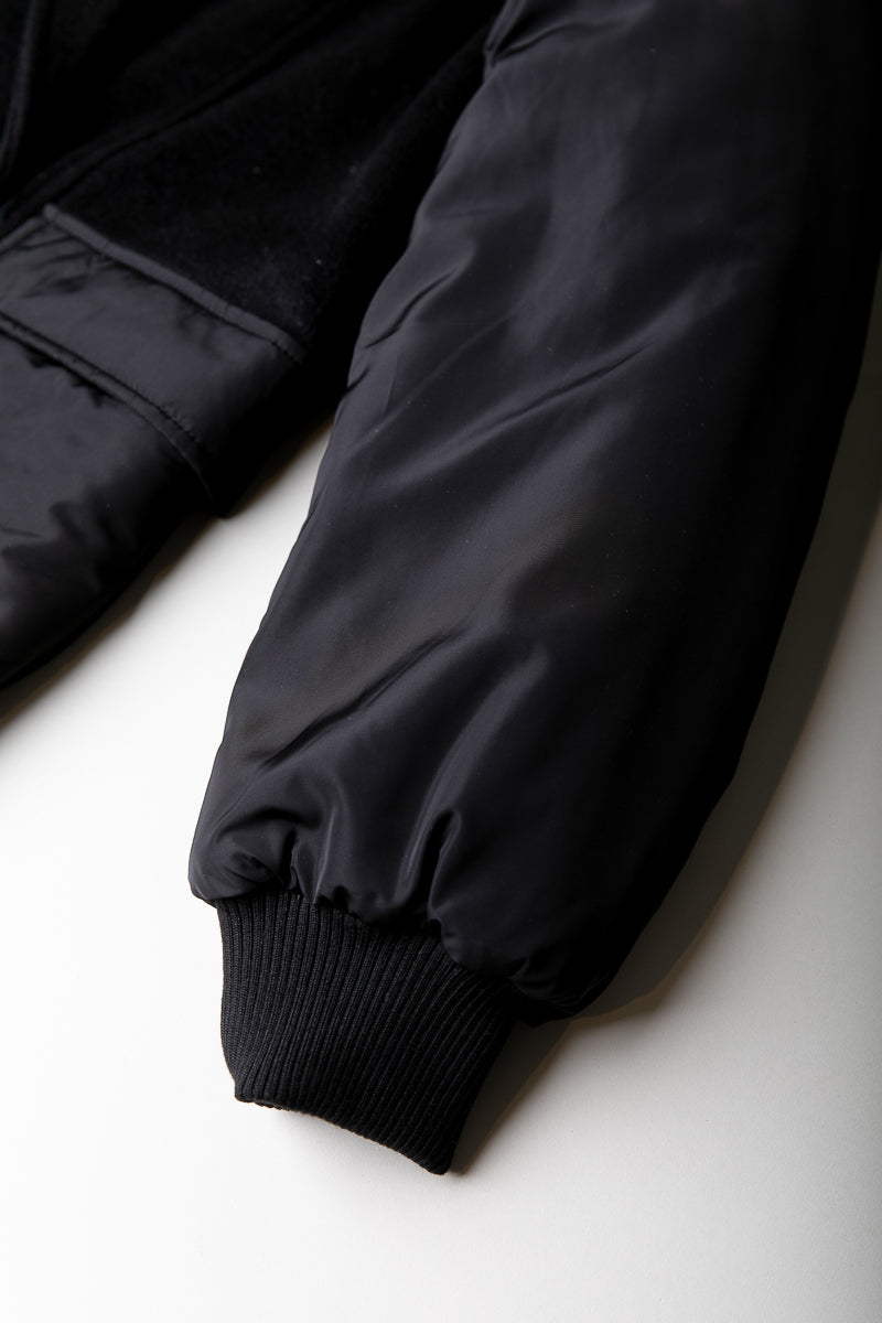 Ada Contrast Wool Long Coat | Black