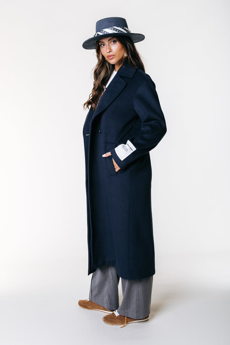 Zania Wool Long Coat | Navy
