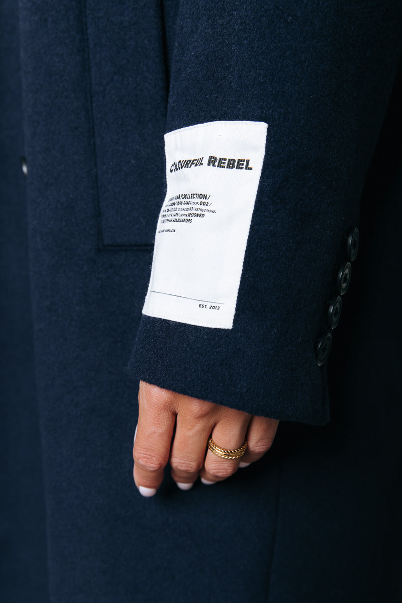 Zania Wool Long Coat | Navy