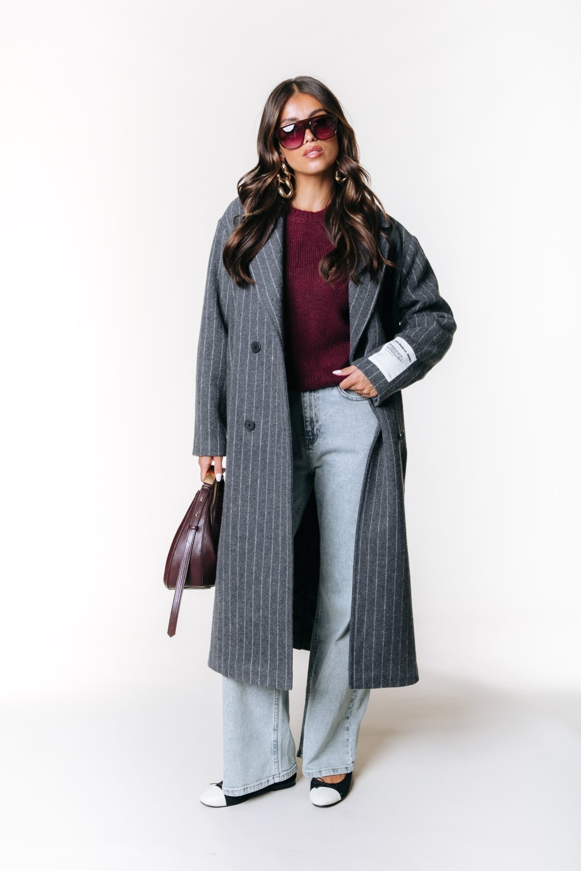 Zania Wool Long Coat | Medium grey melange