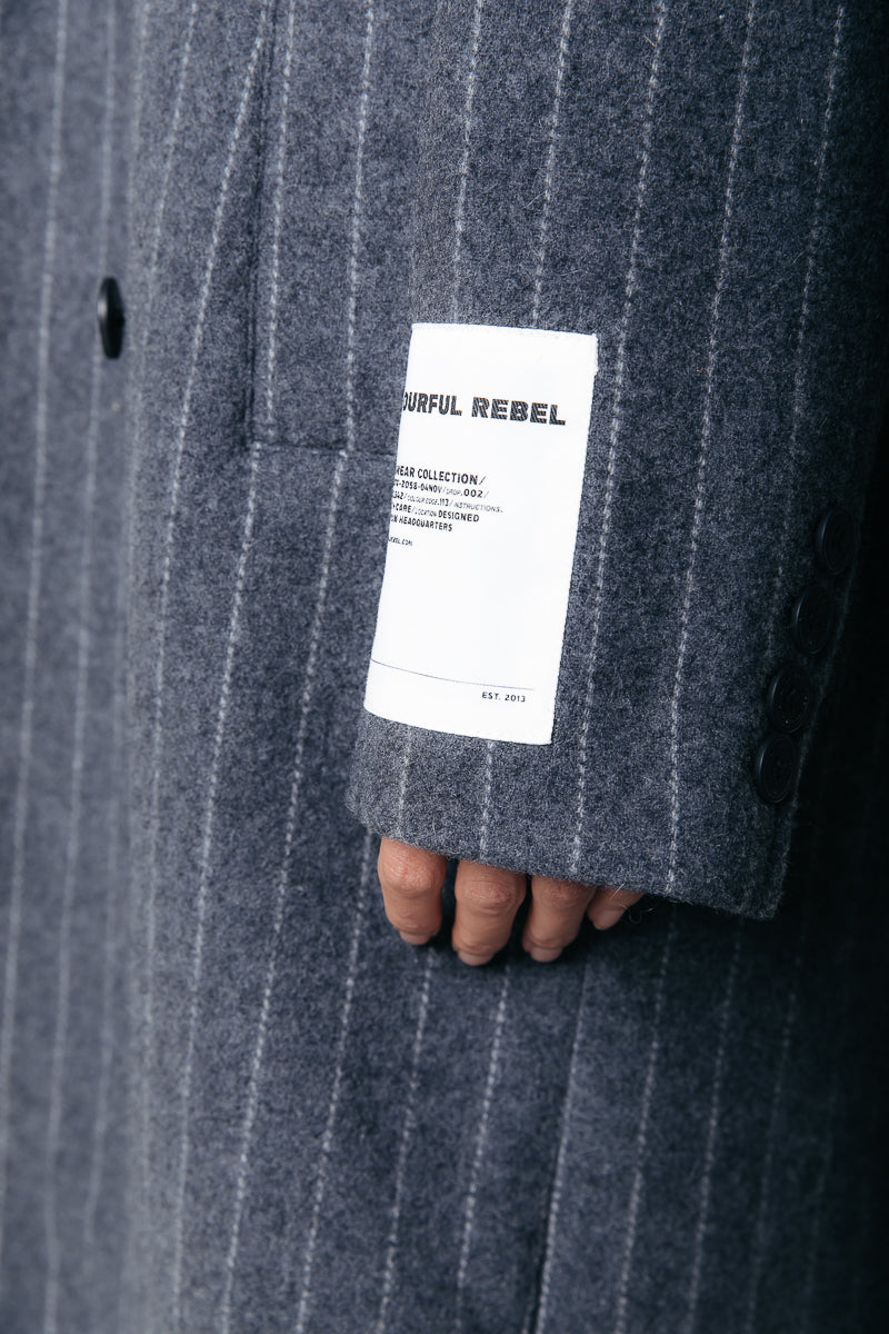 Zania Wool Long Coat | Medium grey melange