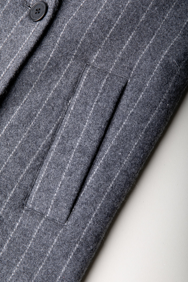 Zania Wool Long Coat | Medium grey melange