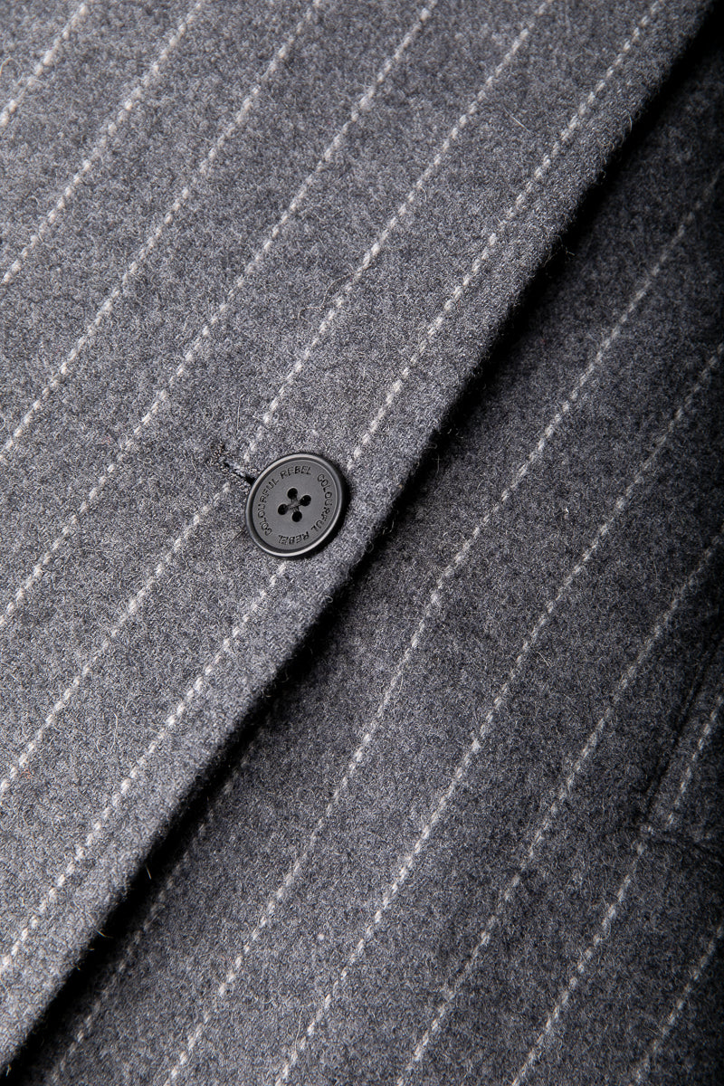 Zania Wool Long Coat | Medium grey melange