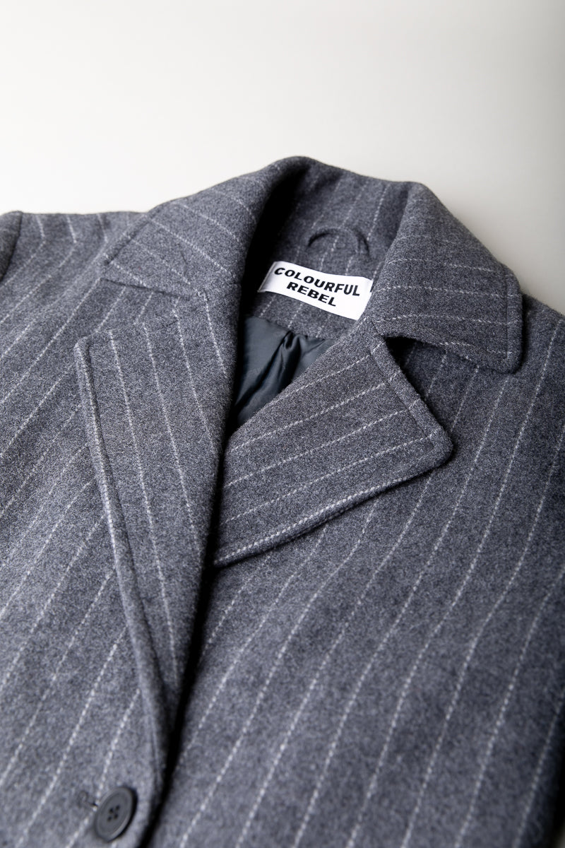 Zania Wool Long Coat | Medium grey melange