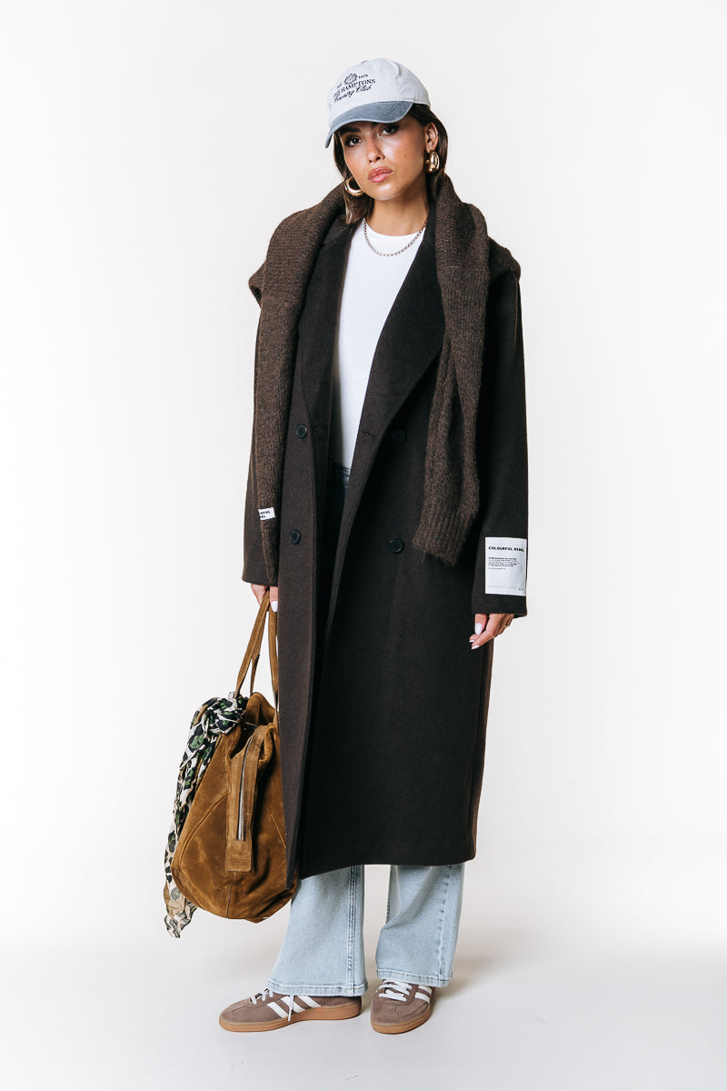 Zania Wool Long Coat | Brown