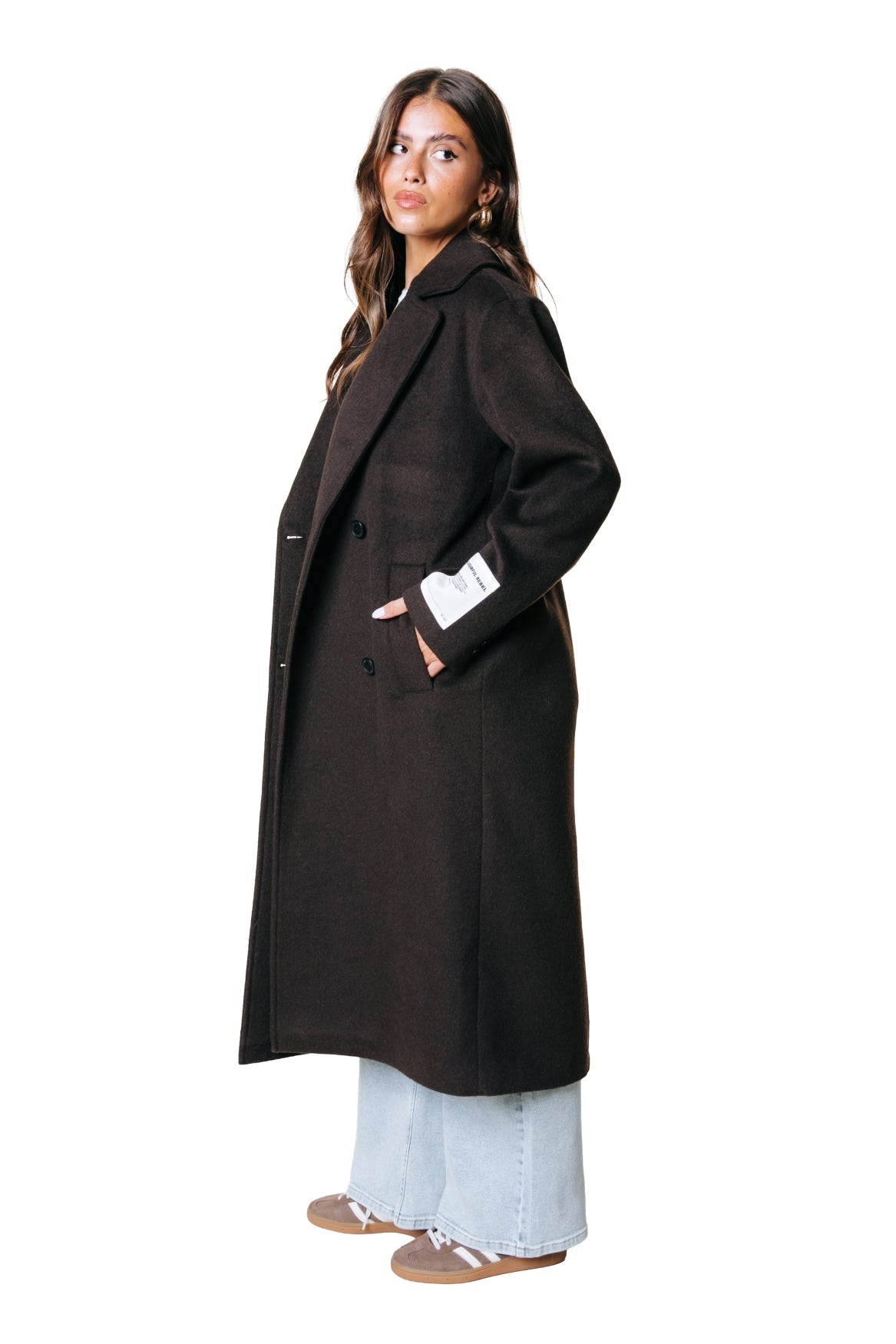 Zania Wool Long Coat | Brown