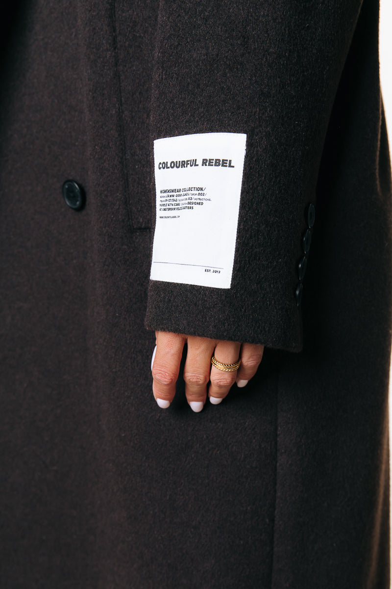 Zania Wool Long Coat | Brown