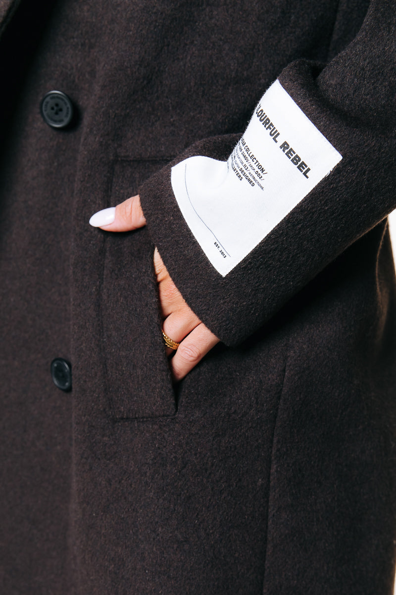 Zania Wool Long Coat | Brown