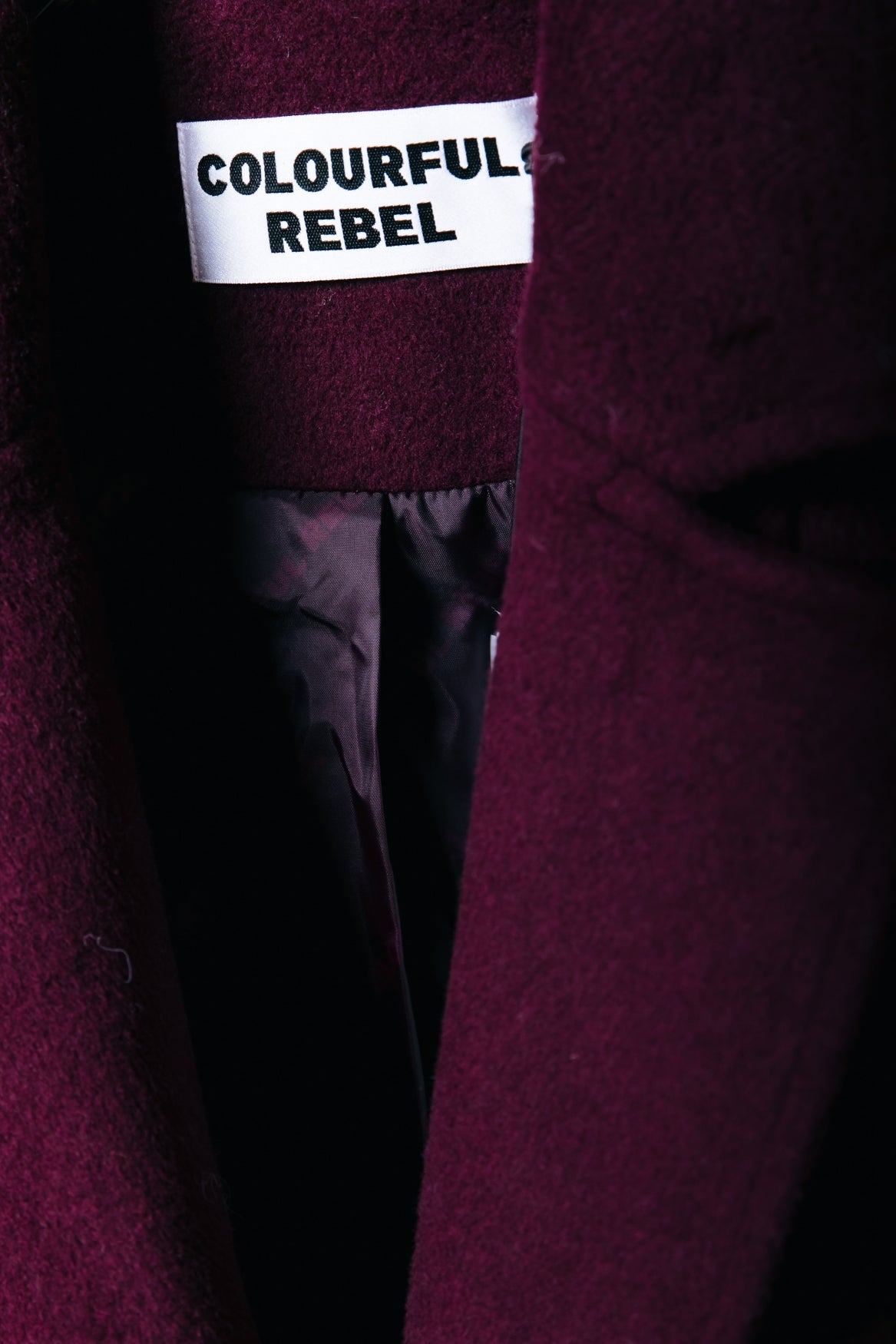 Ada Contrast Sleeve Long Coat | Bordeaux