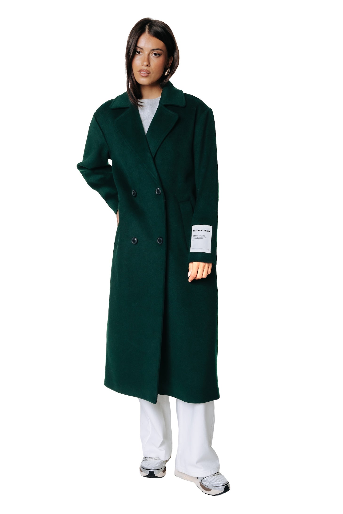 Zania Wool Long Coat | Dark green