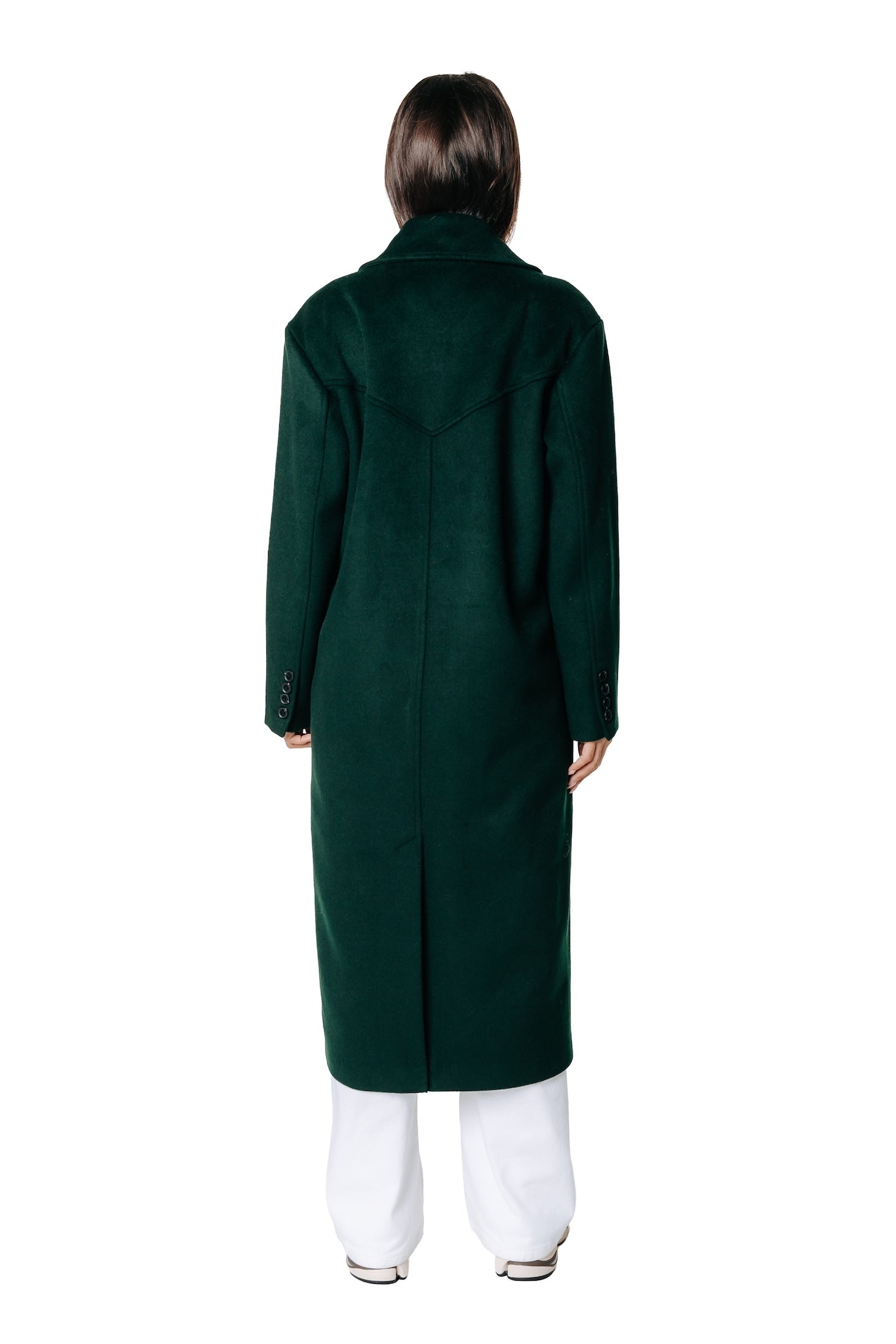 Zania Wool Long Coat | Dark green