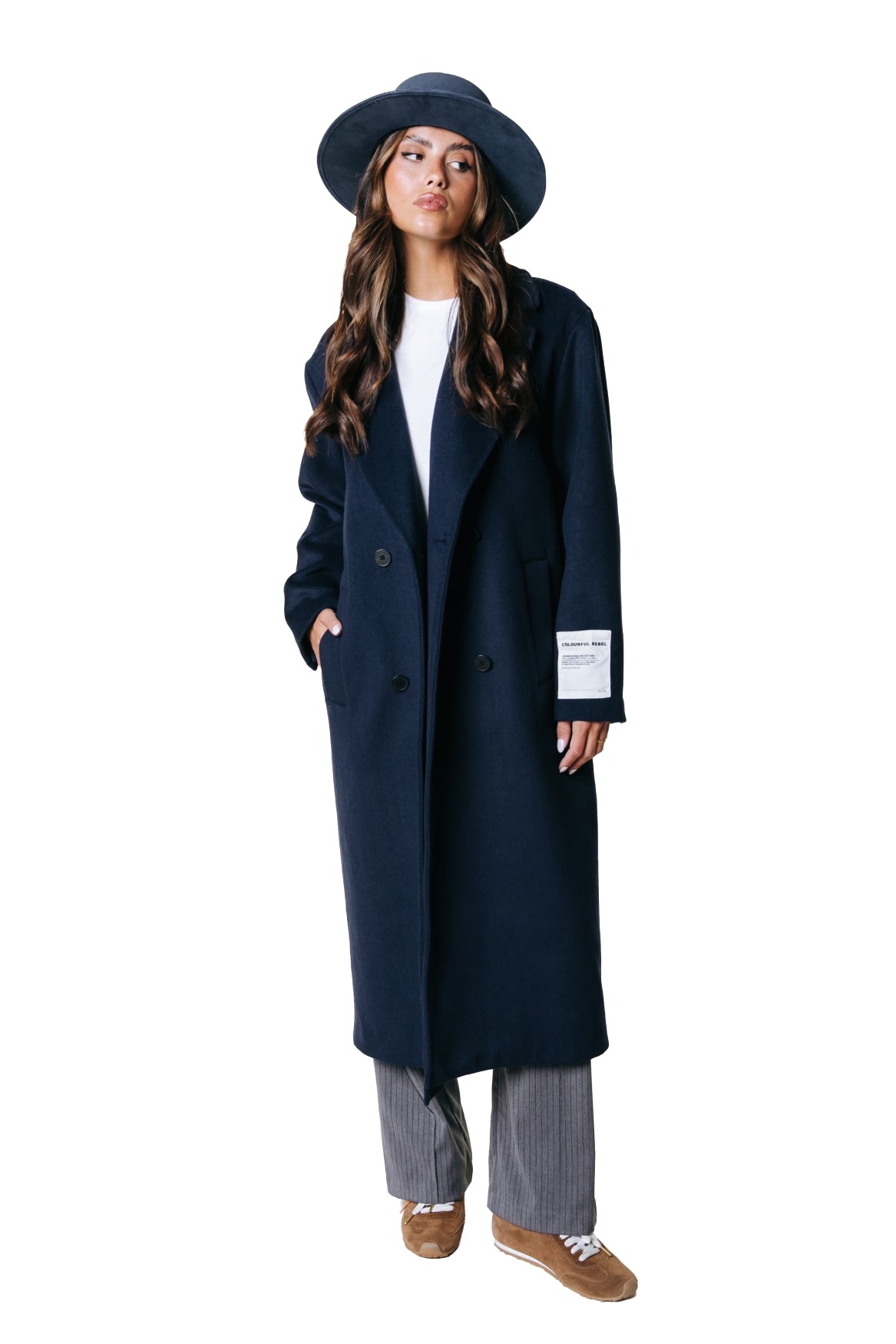 Zania Wool Long Coat | Dark Navy