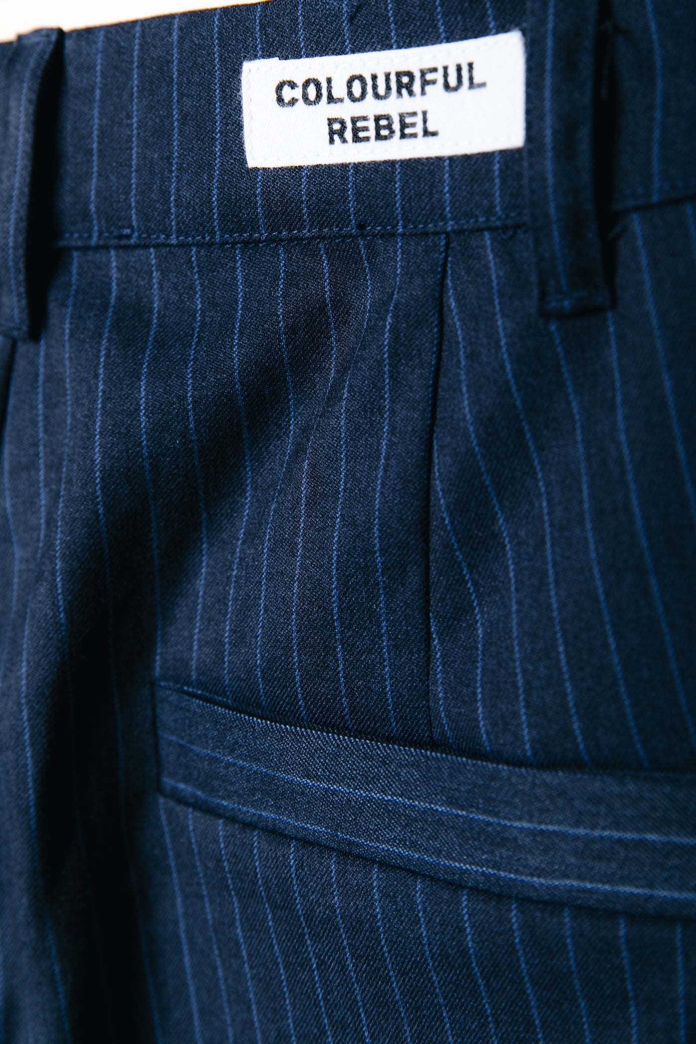 Rus Pinstripe Straight Pants | Dark blue