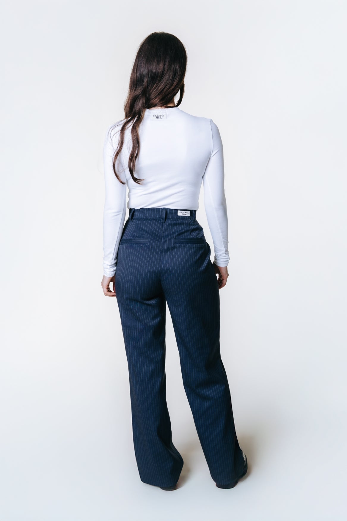Rus Pinstripe Straight Pants | Dark blue