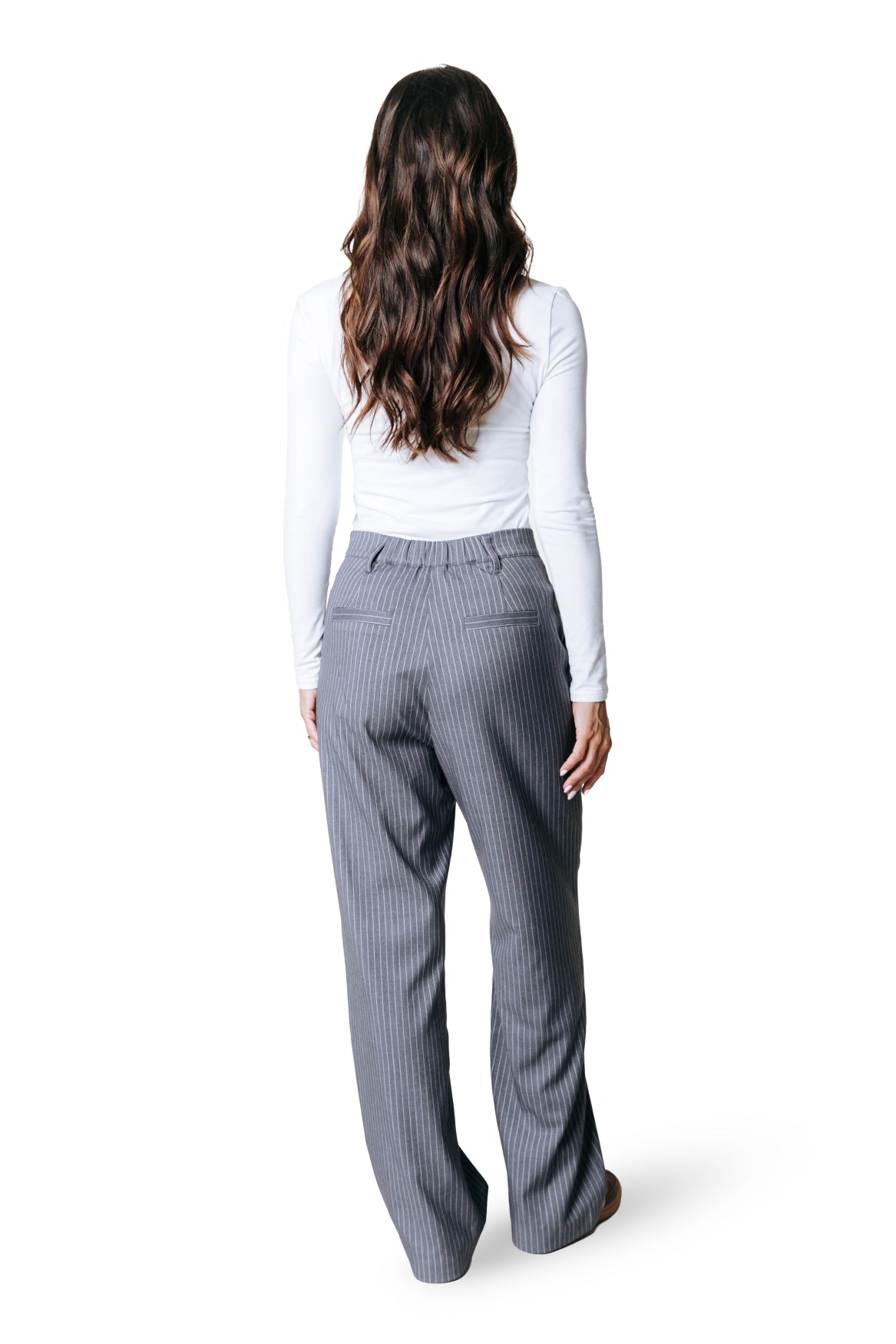 Rus Pinstripe Straight Pants | Dark grey