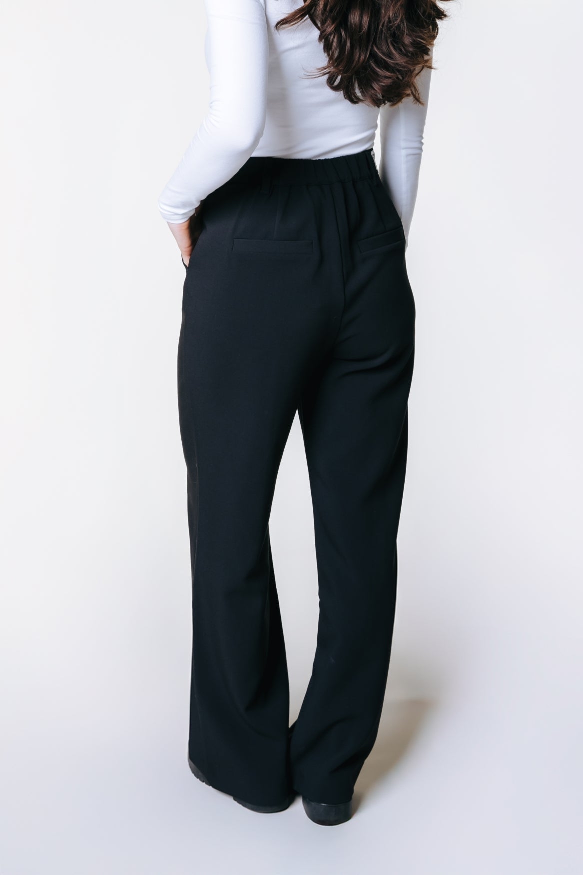 Rus Pinstripe Straight Pants | Black